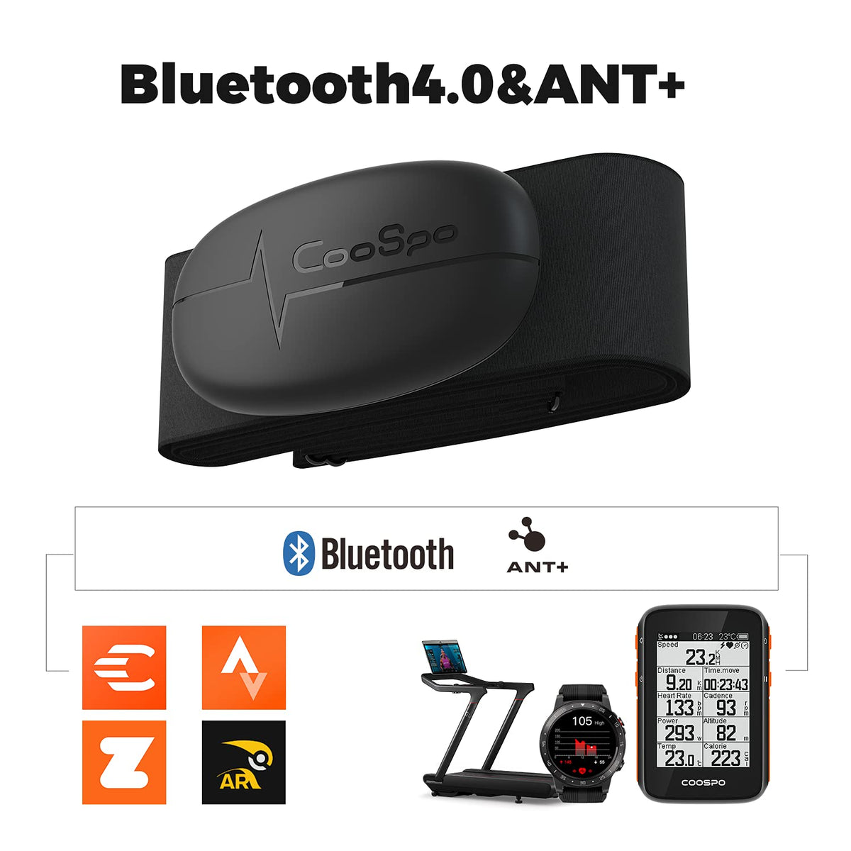 COOSPO Heart Rate Monitor Chest Strap Bluetooth and ANT HRM - CooSpo Official Imagery - 5