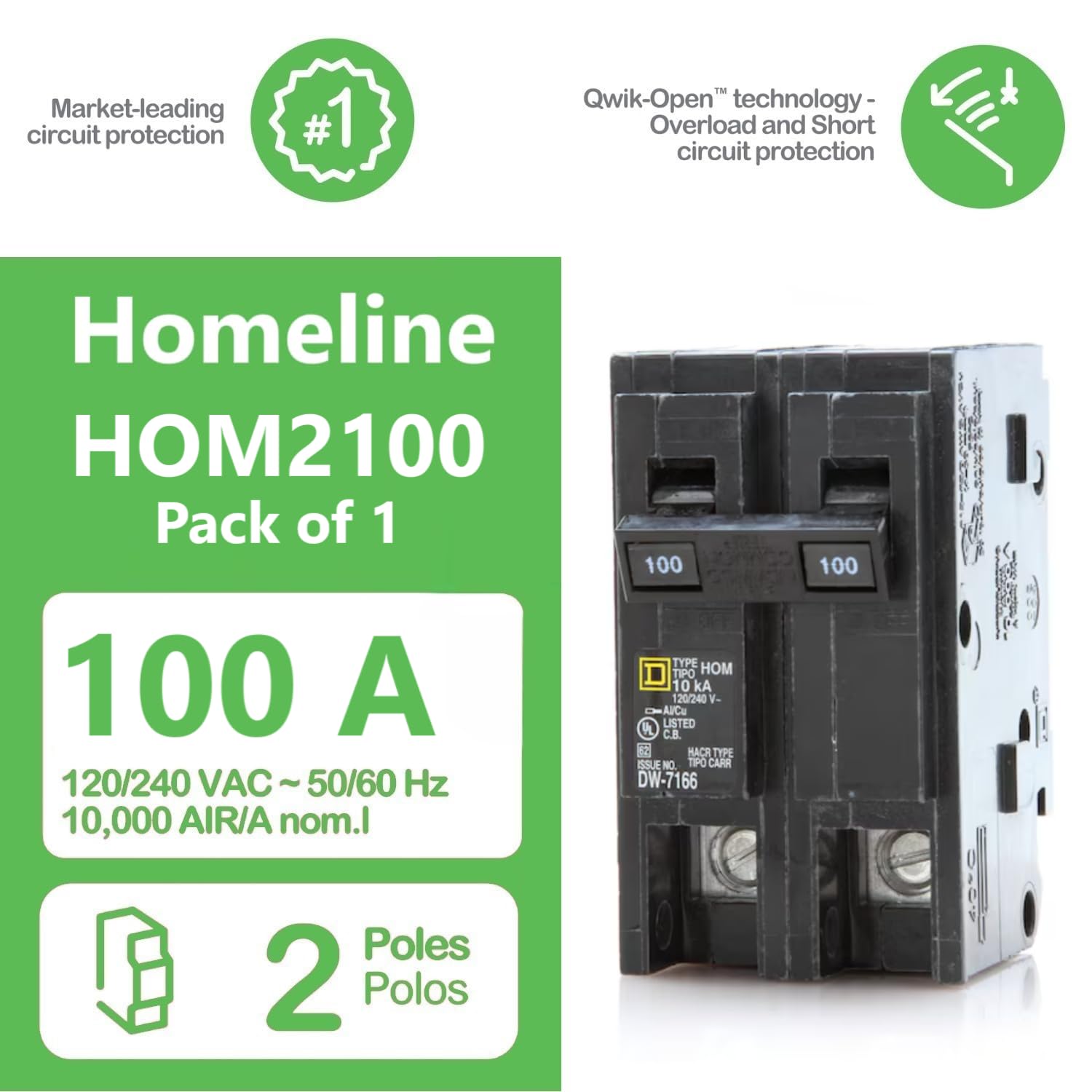 FalconSupply Genuine Square D HOM2100 Circuit Breaker Kit Bundle - FalconSupply Official Product View 3