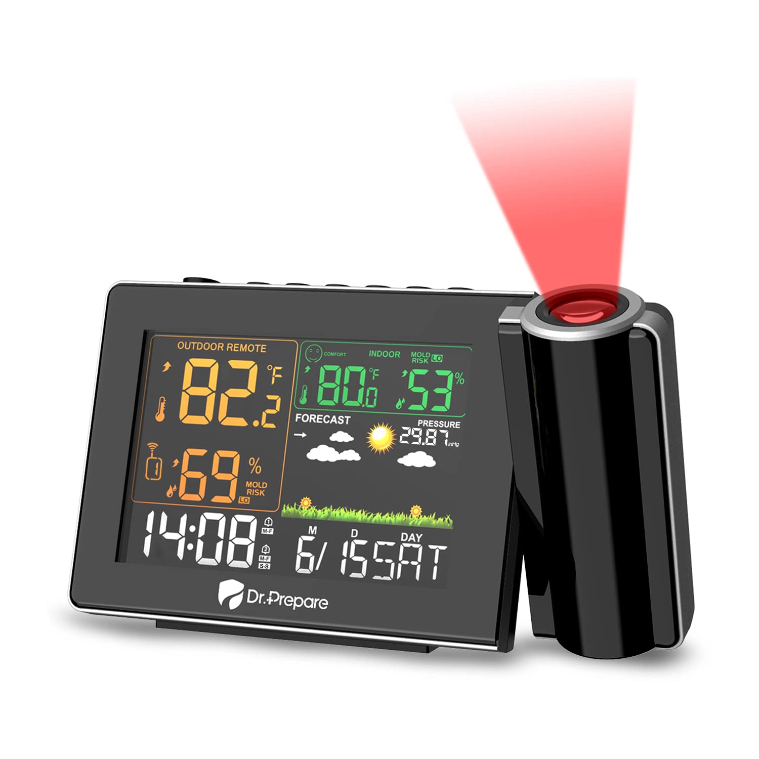 DR.PREPARE Projection Alarm Clock, Digital Clock Projector on Ceiling - View 8