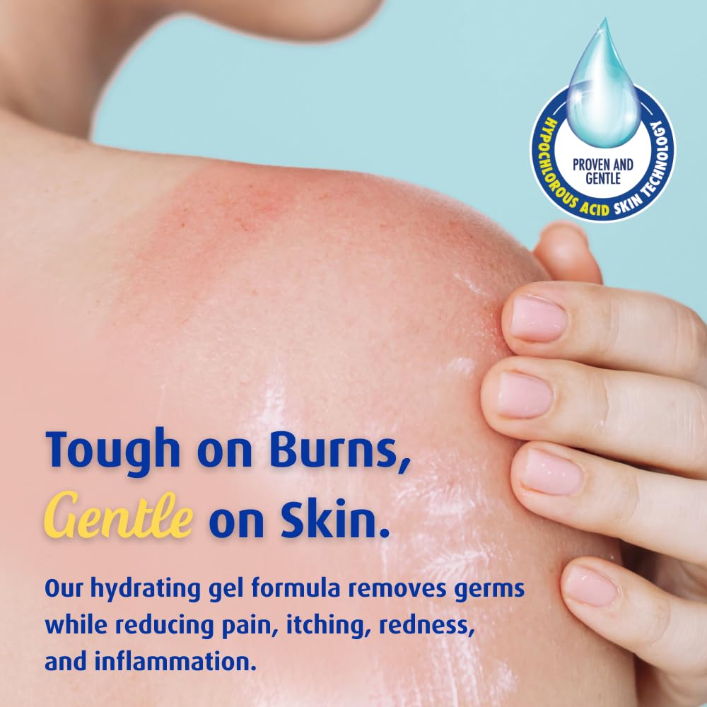 Solarcaine Cooling Hydrogel moisturizer with hypochlorous acid in a 6 oz container, designed for soothing skin.