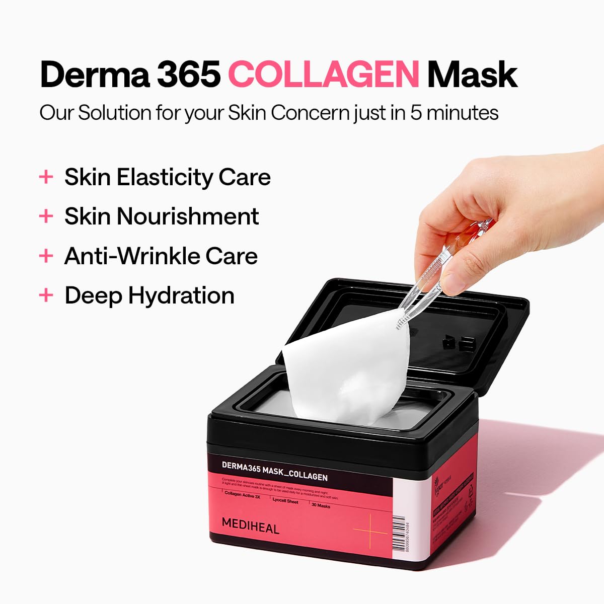 MEDIHEAL Collagen Derma 365 Daily Face Mask (30 EA) for Firming Volume - MEDIHEAL Official Product View 3