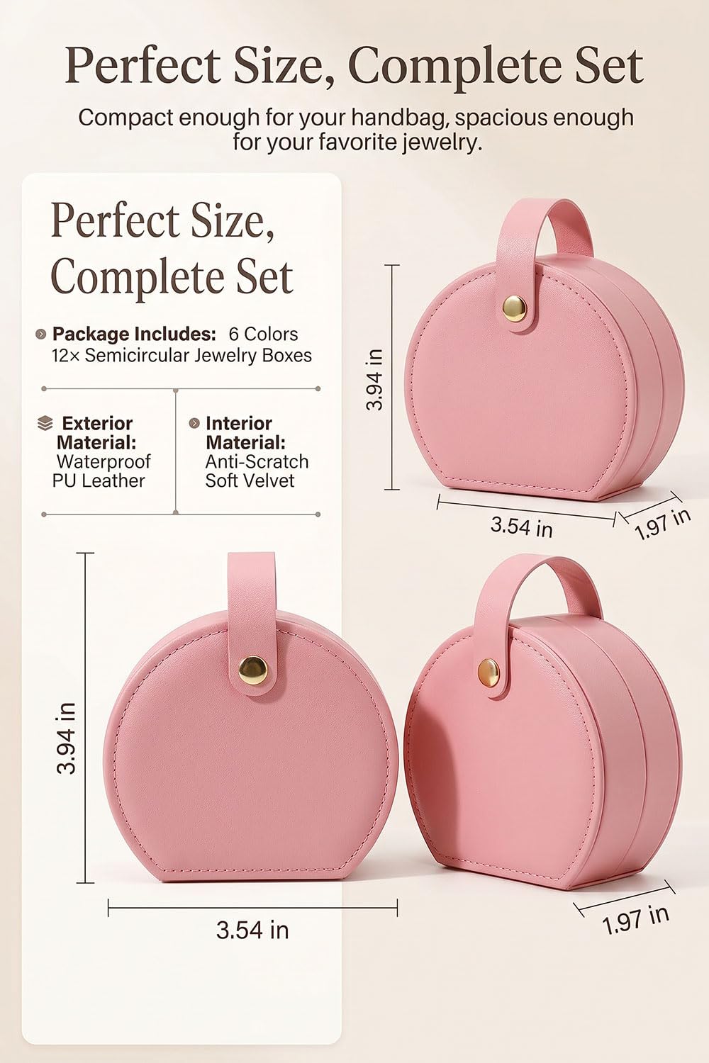 Travel Jewelry Box Multi Pack Small Round Faux Leather - RFCAW Official Imagery - 3