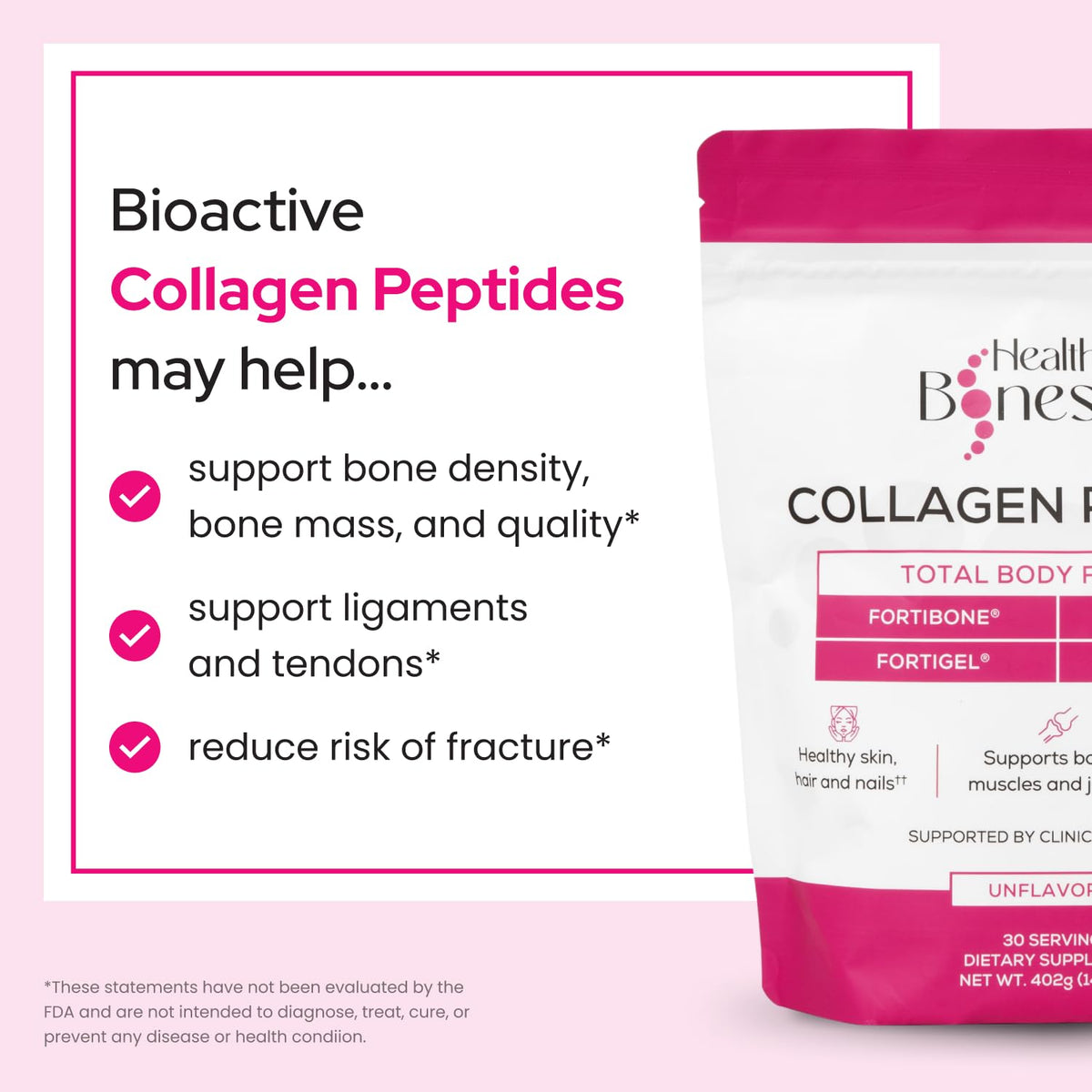 Collagen Peptides Powder FORTIBONE FORTIGEL VERISOL Tendon - Healthy Bones Co. Official Imagery - 3