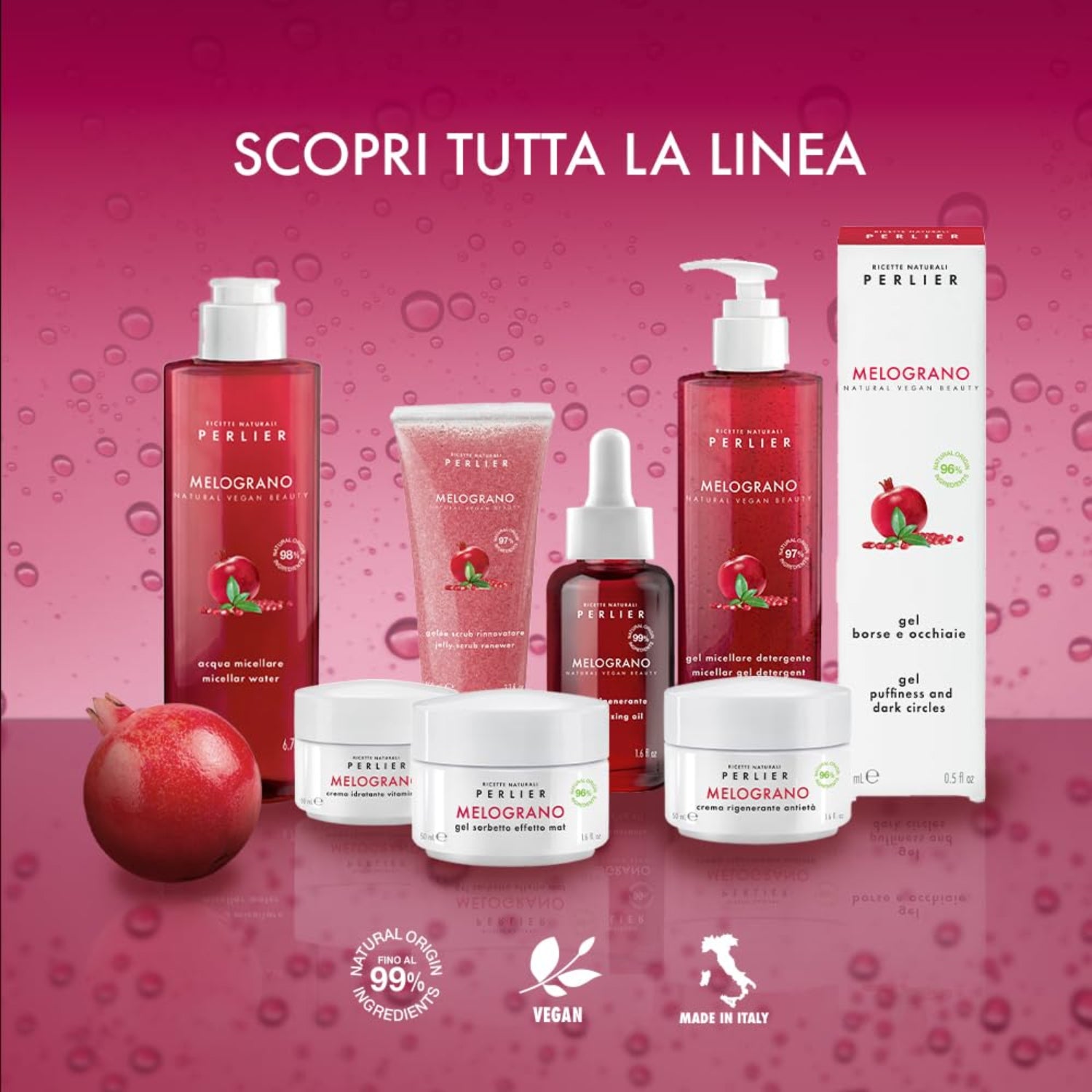 Perlier pomegranate revitalizing anti-aging face cream jar with a white lid and vibrant pomegranate imagery on the label
