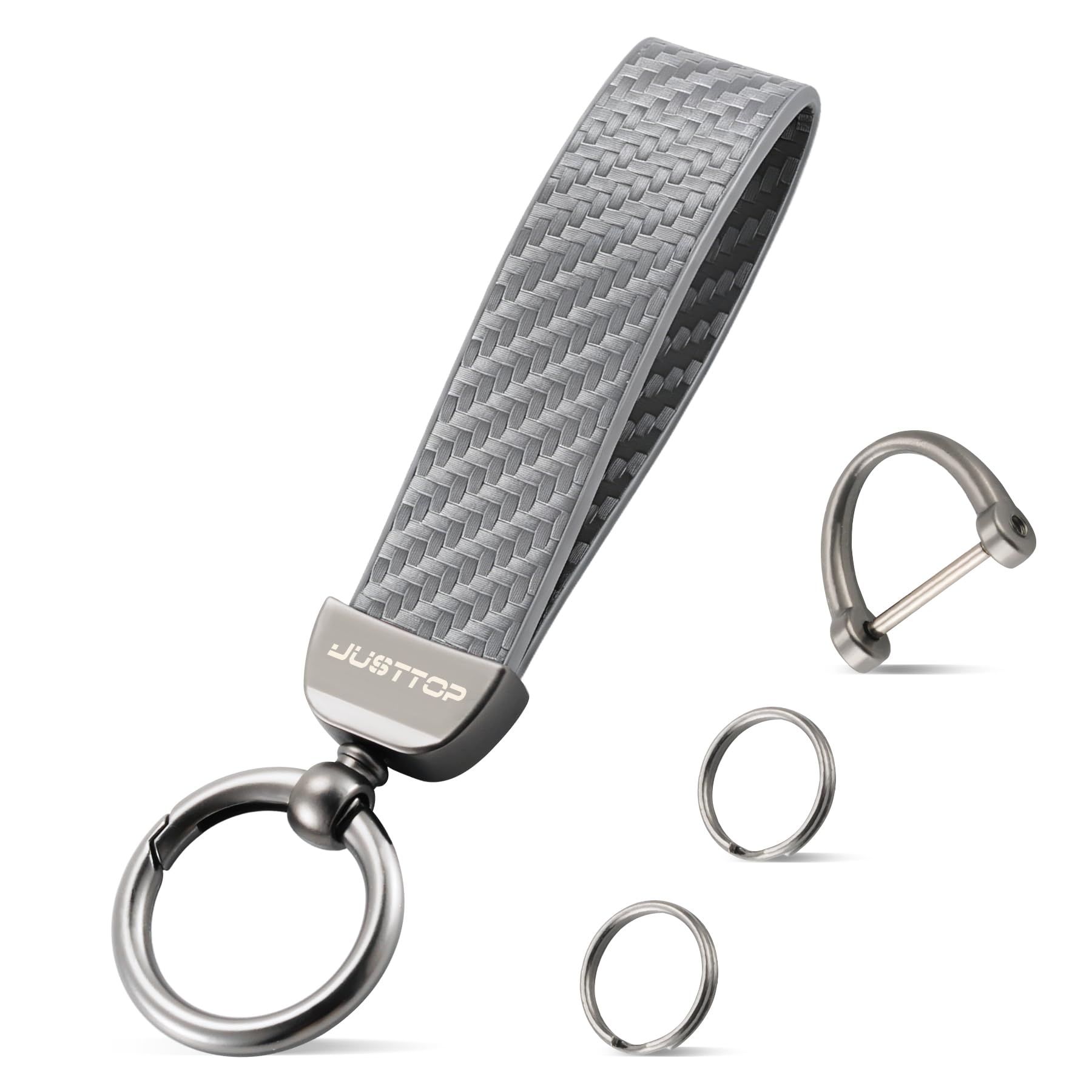 JUSTTOP Leather Keychain, Car Key Chain with Anti-Lost D-Ring and - JUSTTOP Official Product View 7