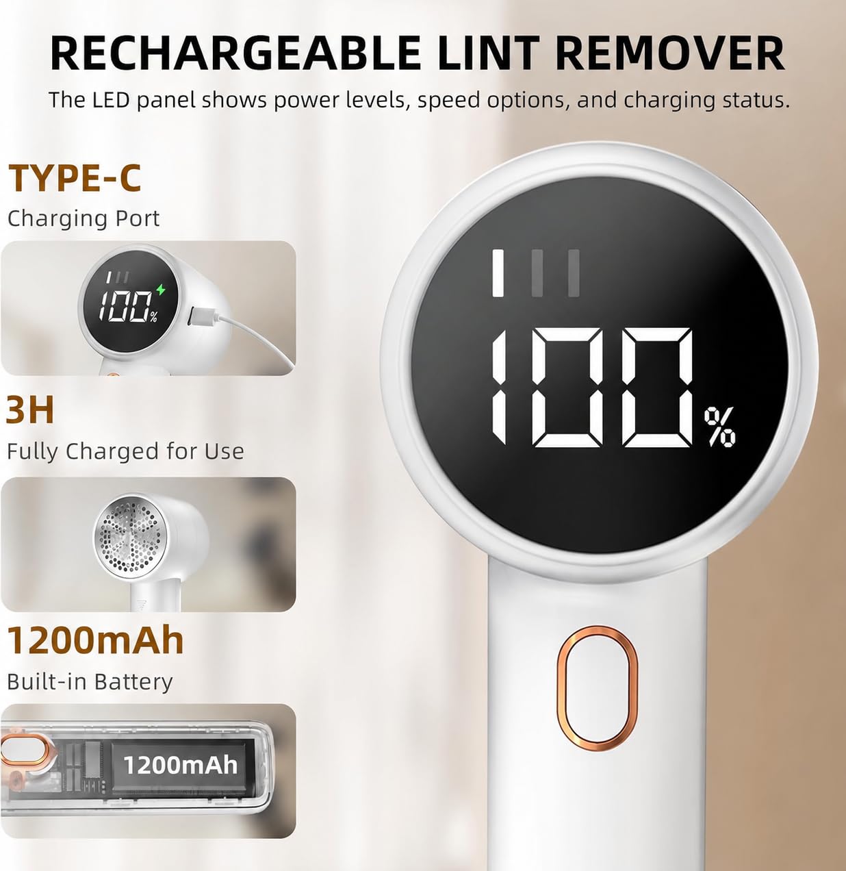 Peiyuu Fabric Shaver, Lint Remover Rechargeable, Electric Portabl by Peiyuu - Angle View 3