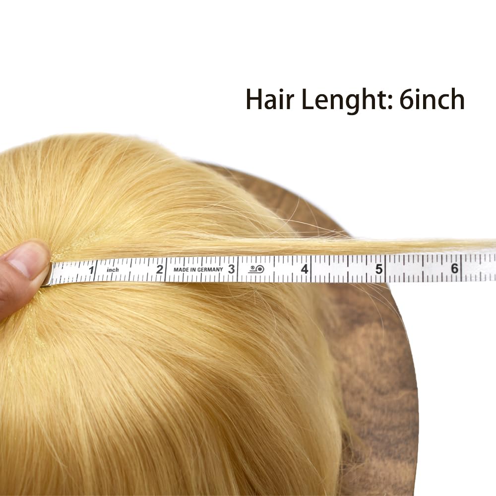 Curve Hair Mens Toupee Human Hair Piece Replacement System Monofilament Wig Hair Unit for Men Durable Poly Coated Mens Hairpiece (#60RY All Gray, 7"X9")