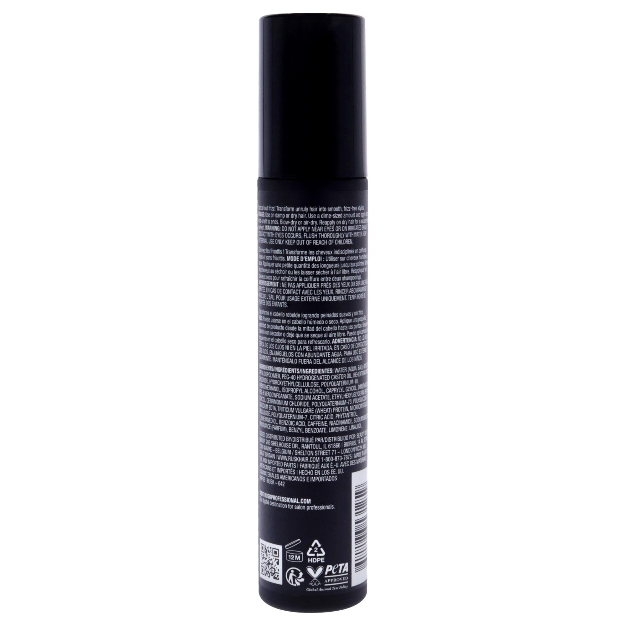 RUSK Anti-Frizz Serum, Smooth + Control, For Damp or Dry Hair, Smoothes and Prevents Frizz, 5 oz