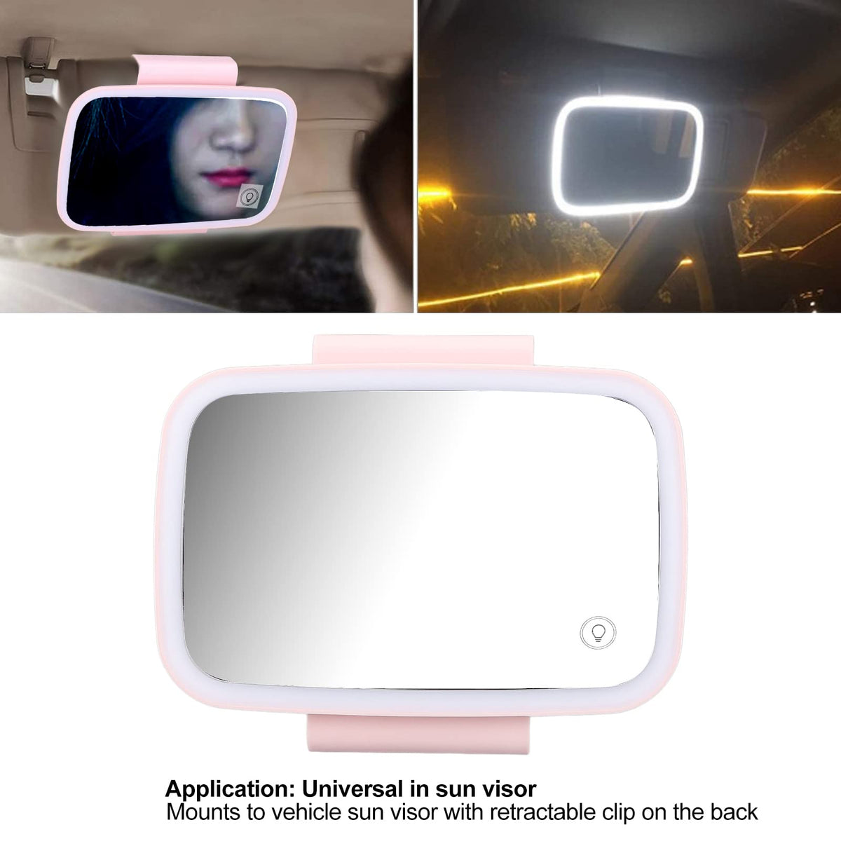 Car Cosmetic Mirror Car Sun Visor Makeup Mirror Surround LED - Keenso Official Imagery - 3