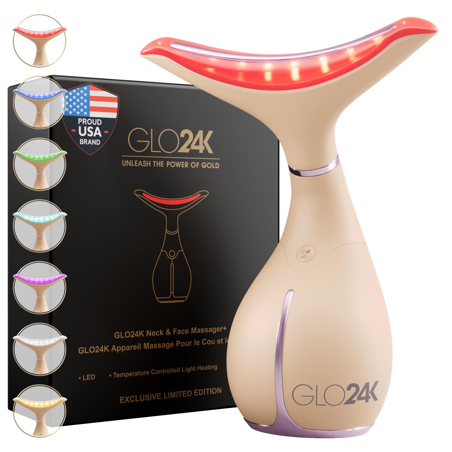 GLO24K LED Face Massager and Neck Wand - GLO24K UNLEASH THE POWER OF GOLD