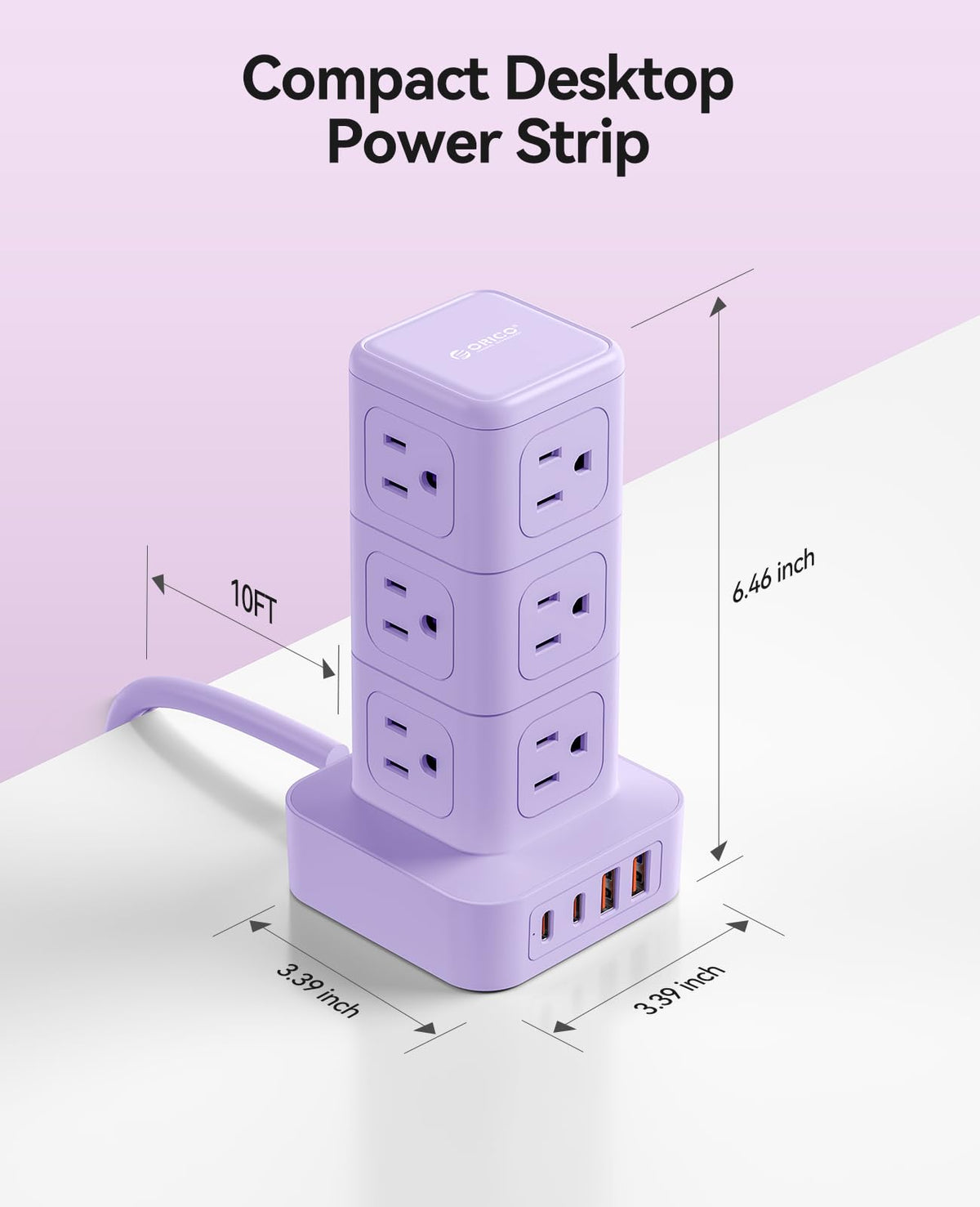ORICO 10FT Extension Cord with 12 AC Outlets 4 USB Surge - ORICO Official Imagery - 7