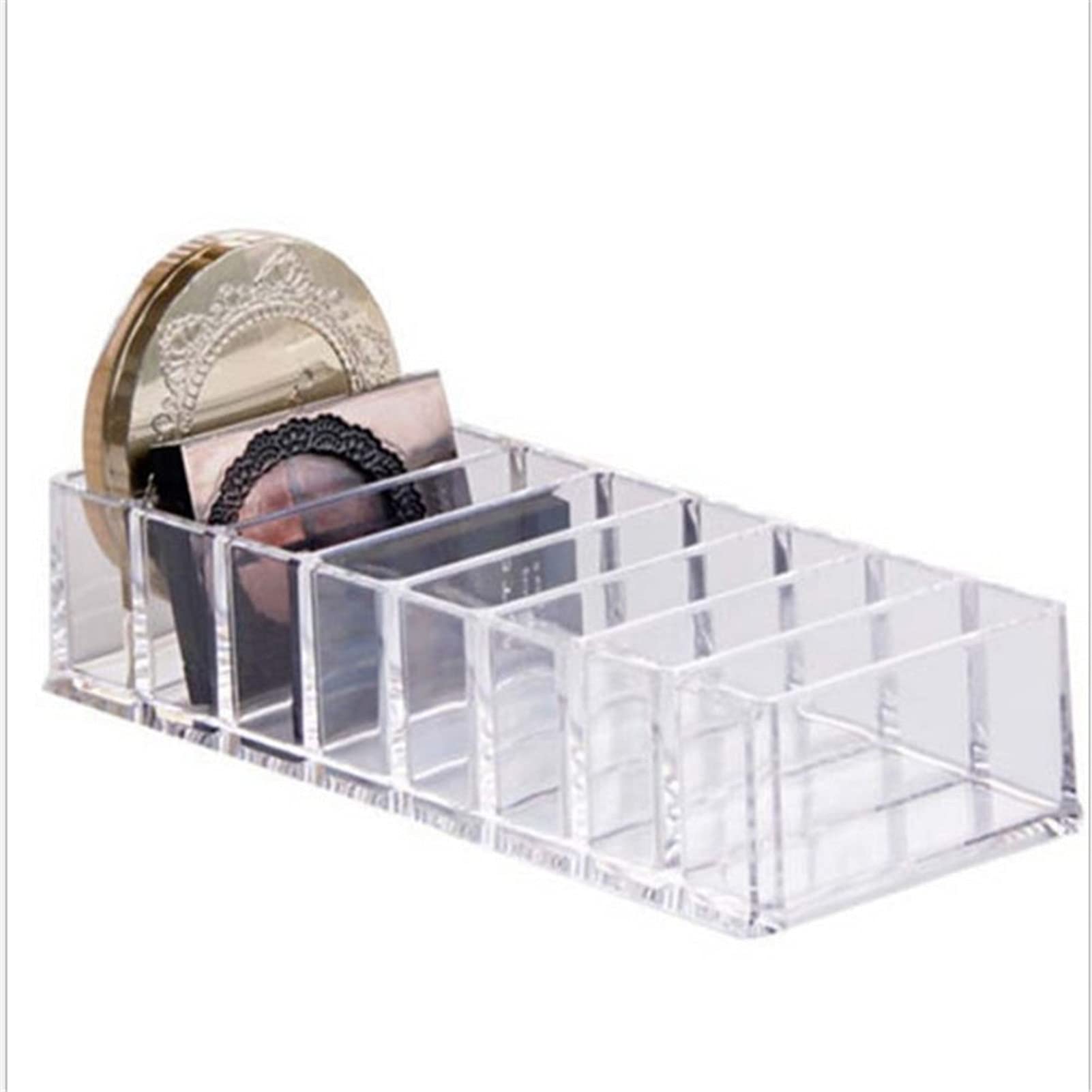 RIZGHWOY Transparent Cosmetic Organizer Rack Toiletry Shelf Holder Plastic Washable for Makeup Storage in Home and Store with 6 Compartments