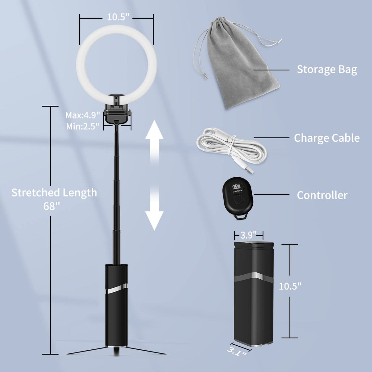Portable Ring Light with Stand 4000mAh Battery Operated - yAyusi Official Imagery - 7