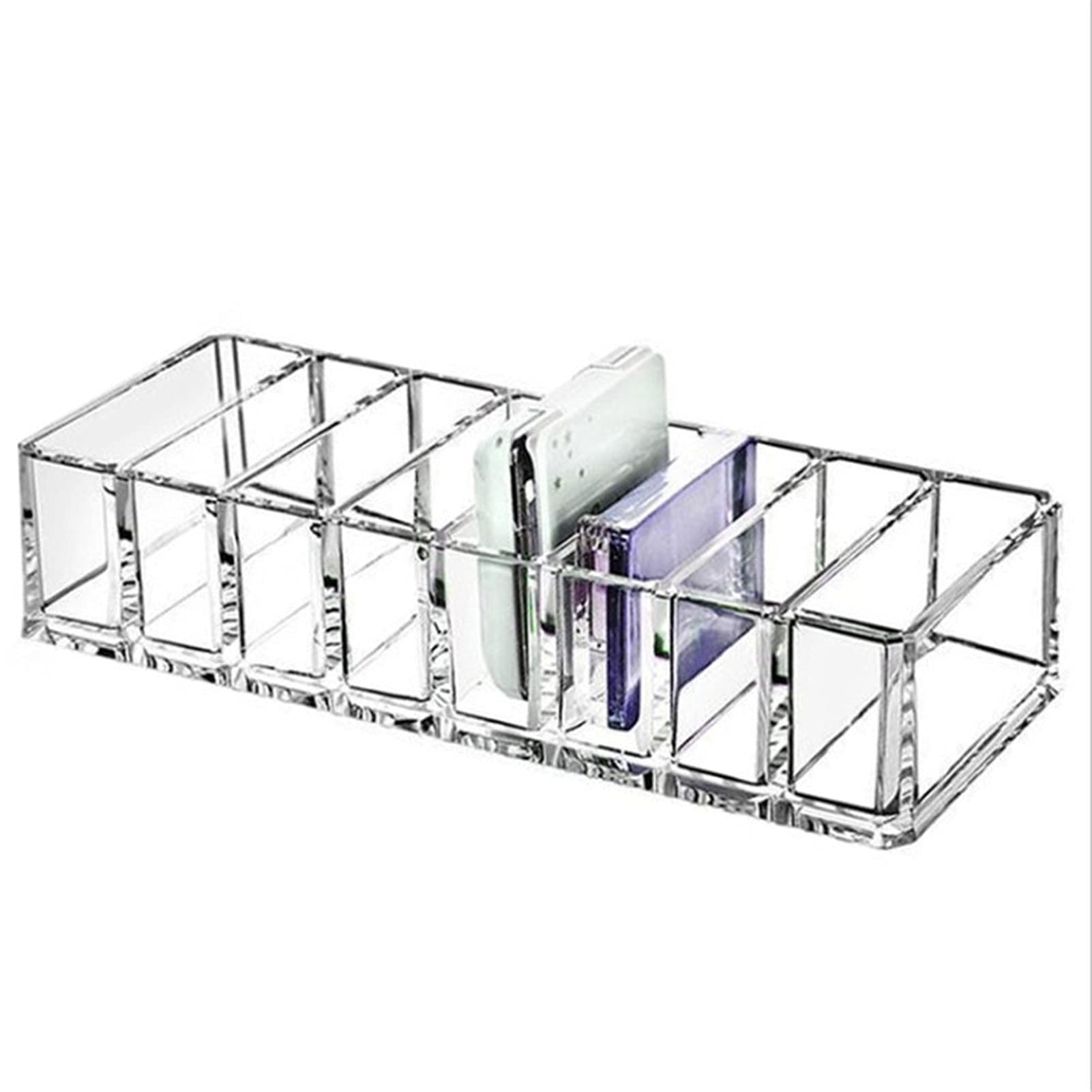 RIZGHWOY Transparent Cosmetic Organizer Rack Toiletry Shelf Holder Plastic Washable for Makeup Storage in Home and Store with 6 Compartments