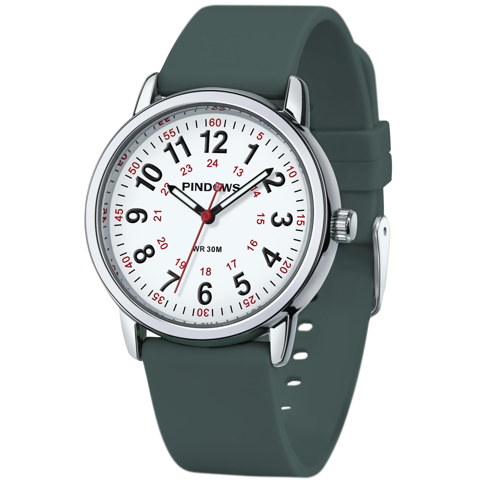 PINDOWS Nurse Watch for Women and Men, Analog Quartz with Second - Product Imagery