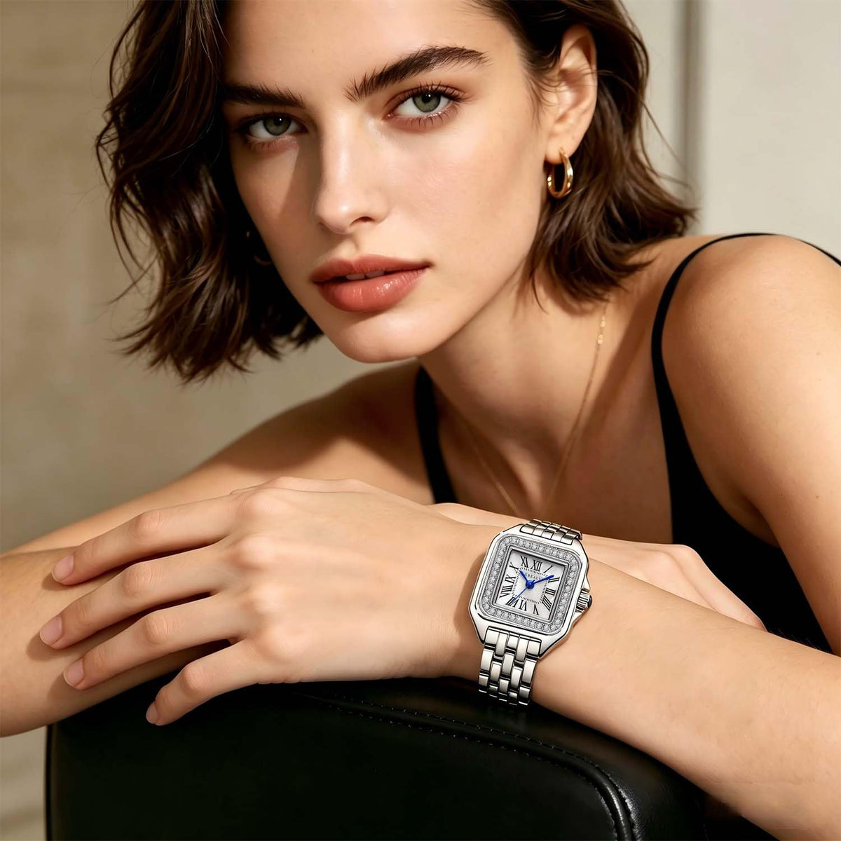 Women s Roman Dial Bangle Watch Stainless Steel Bracelet Set - Kchss Official Imagery - 8