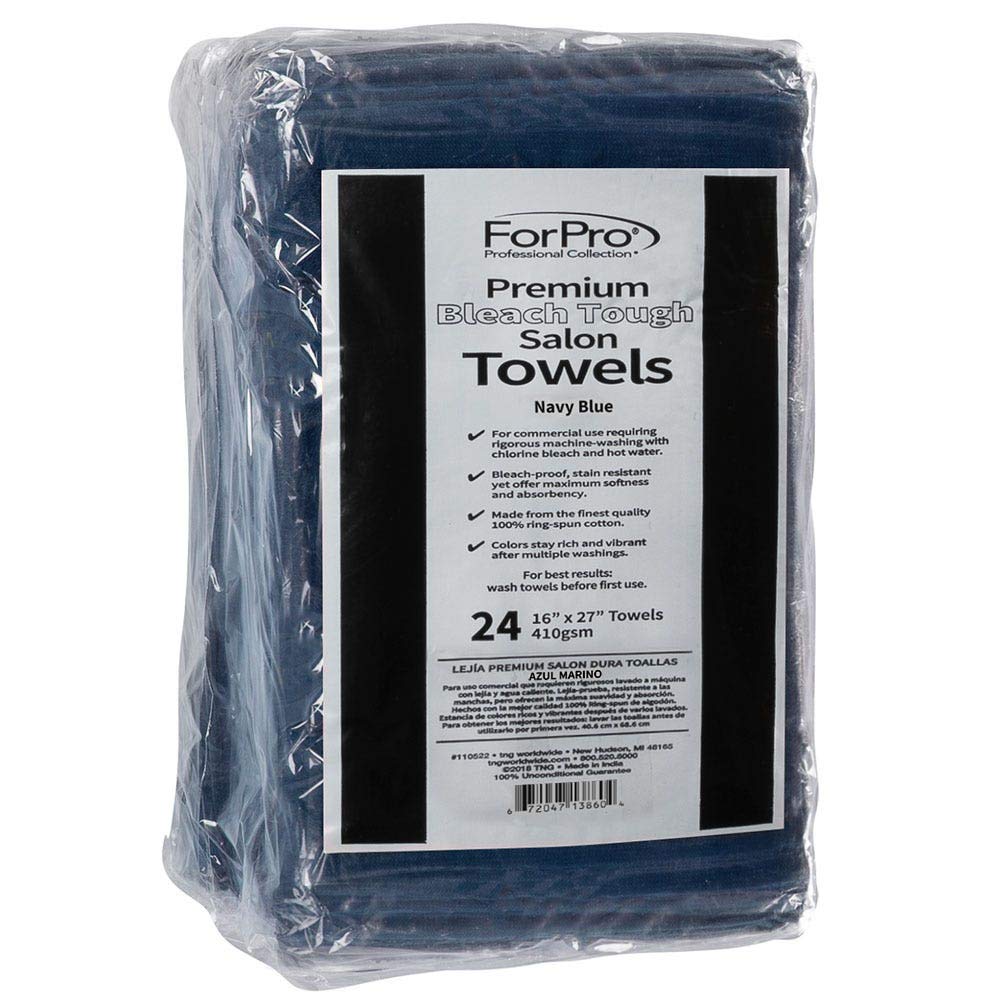 ForPro Premium Bleach Tough Salon Towels 24ct Navy Blue 27 L - ForPro Professional Collection Official Imagery - 4