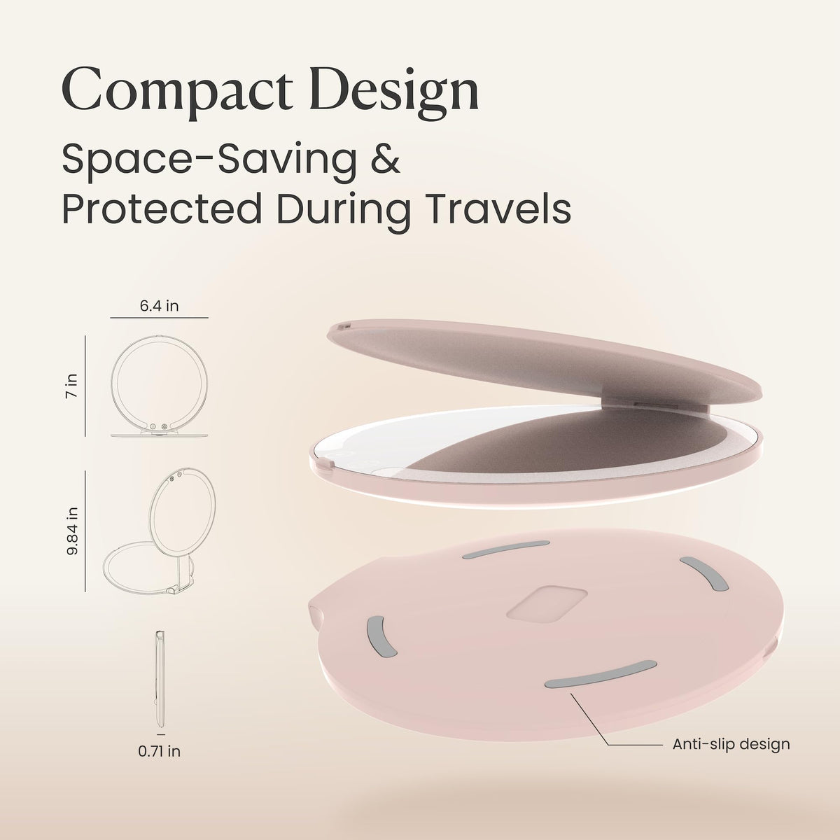 Lighted Makeup Mirror 8 Travel Mirror Rechargeable Portable - LEDIONOPTO Official Imagery - 3