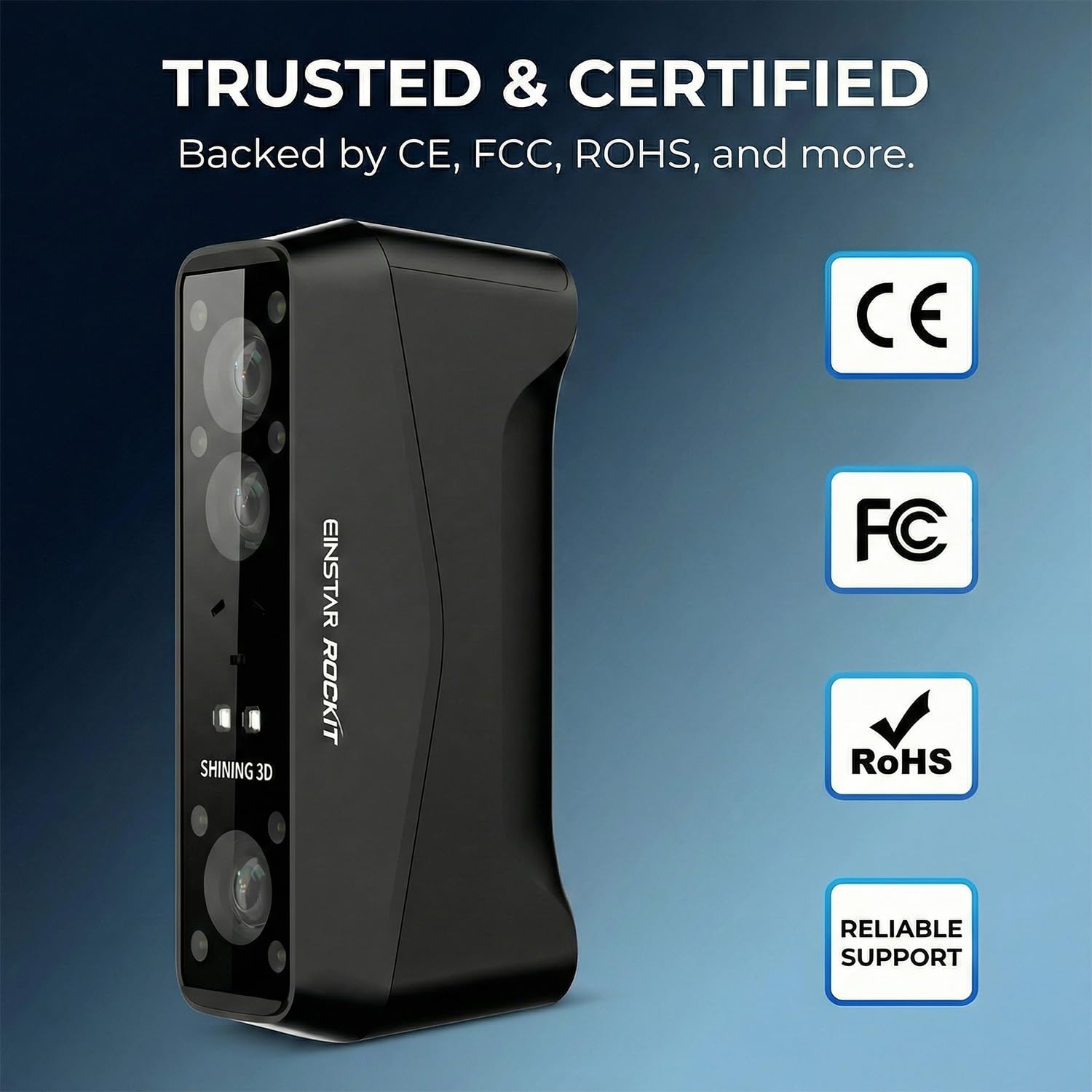 EinScan EINSTAR Rockit Wireless 3D Scanner, Dual Light, 38 Blue Lasers, HD - EinScan Official Product View 6