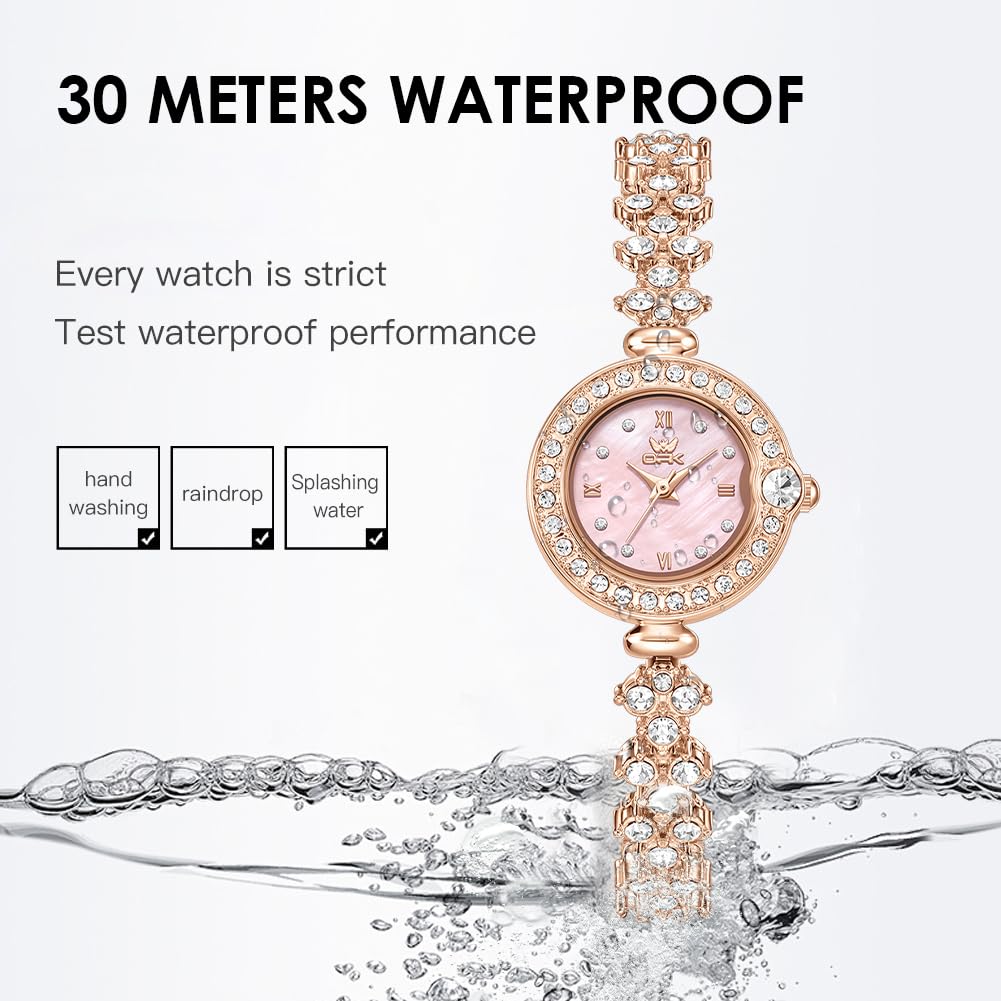 OPK Womens Rose Gold Silver Pink Bracelet Waterproof Luxury - OPK Official Imagery - 6