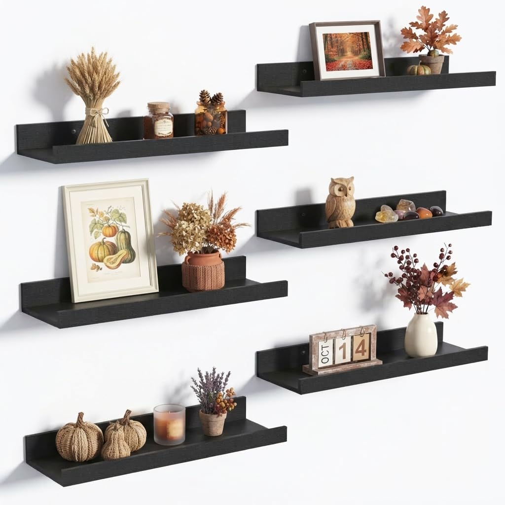 upsimples Floating Shelves for Wall Decor and Storage Black - upsimples Official Imagery - 1