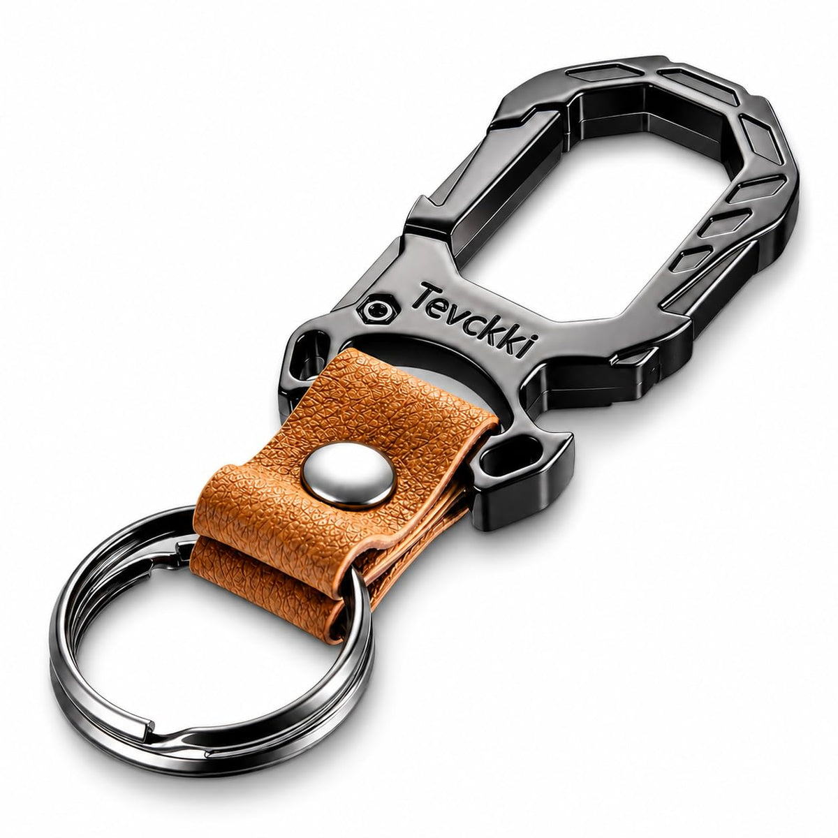 Tactical leather keychains Carabiner Car Key Chains Bottle - Tevckki Official Imagery - 8