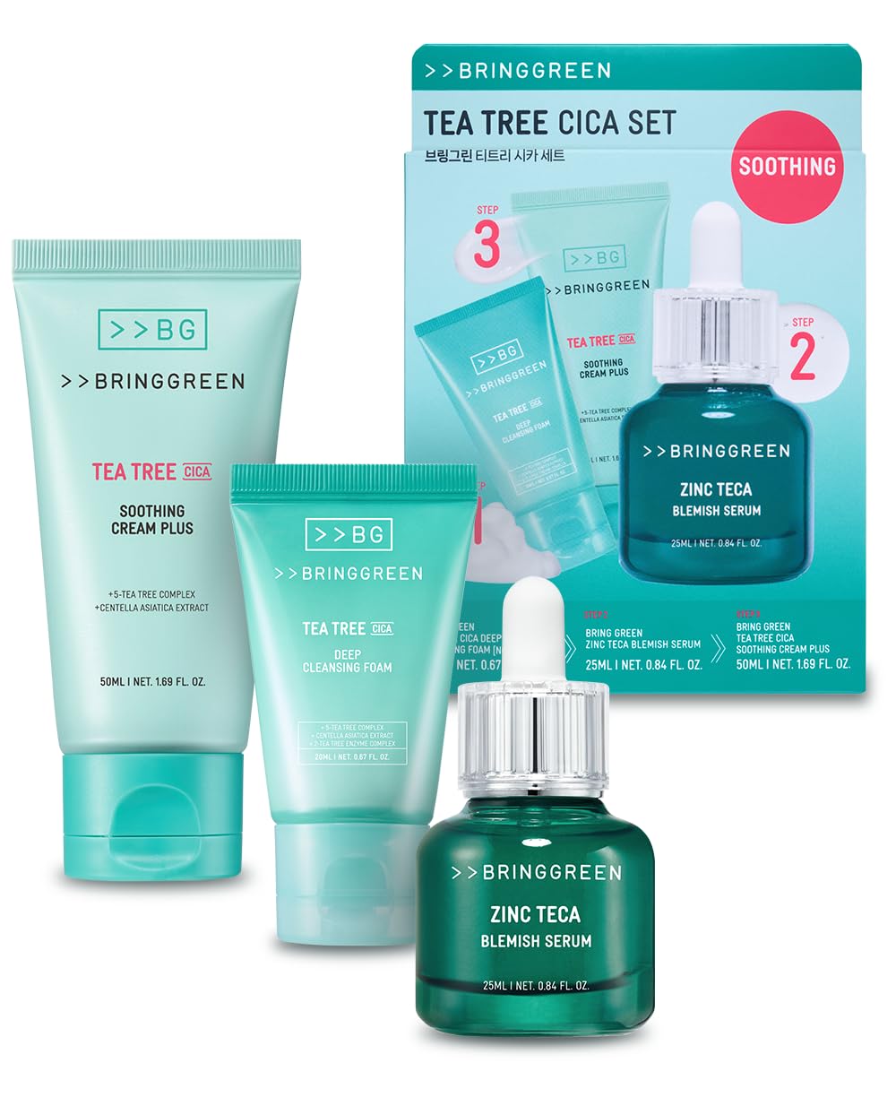 BRING GREEN TEA TREE CICA SET - Kit for Acne Prone & Sensitive Skin Zi - BRING GREEN Official Product View 2