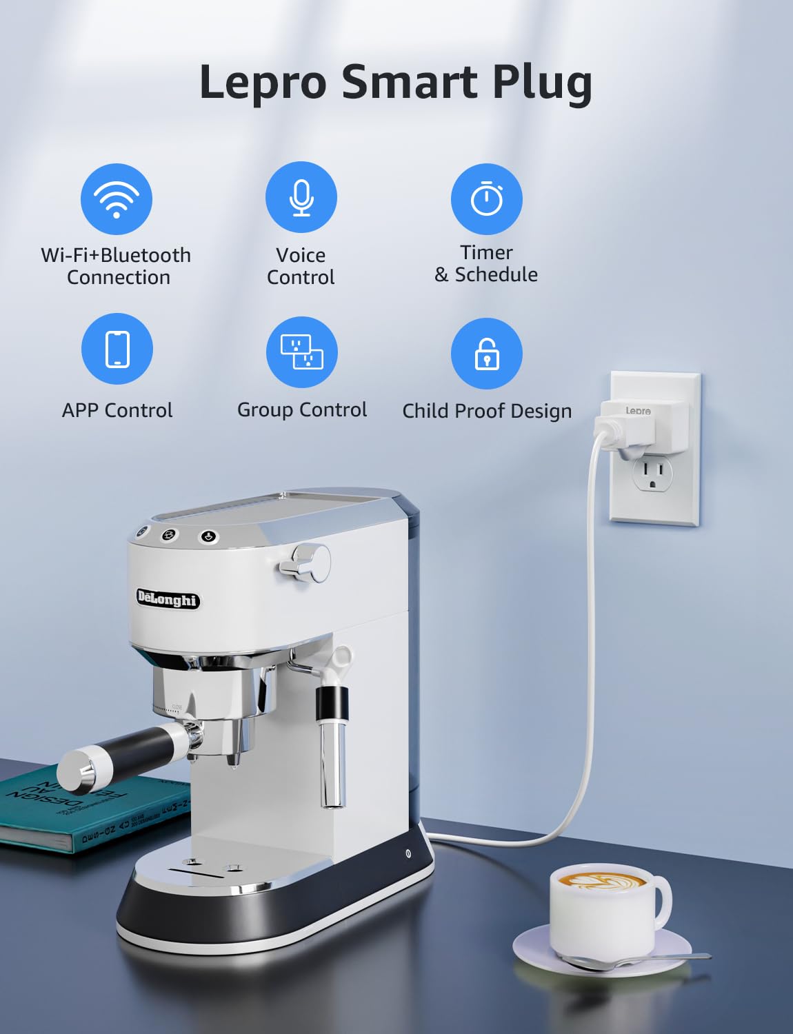 Lepro P1 Smart Plug Mini 15A Smart WiFi Bluetooth Outlets - Lepro Official Imagery - 3