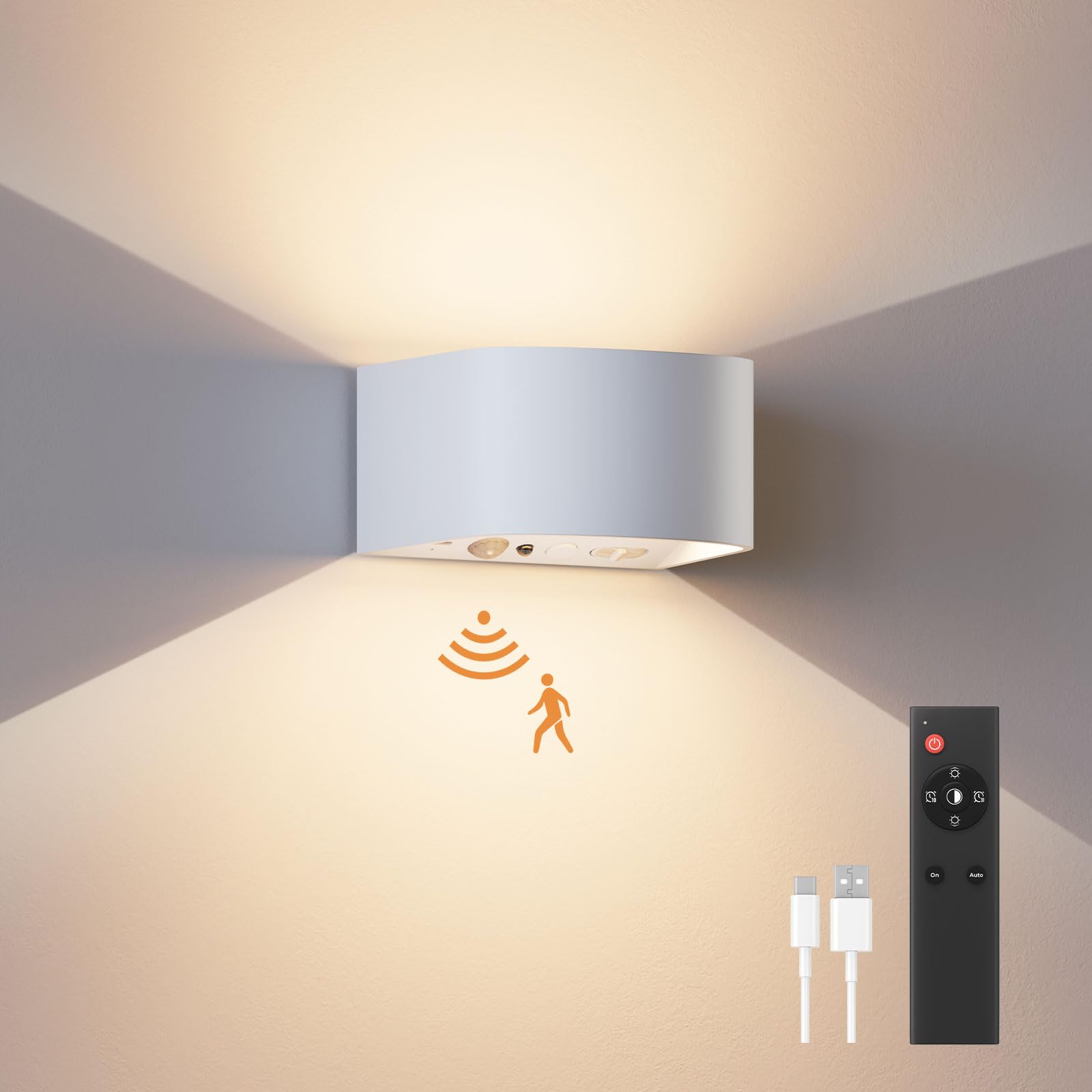 FULEN Motion Sensor Wall Light with Remote Control 3 Colors Wireless Wall Lamp L - FULEN Official Product View 1