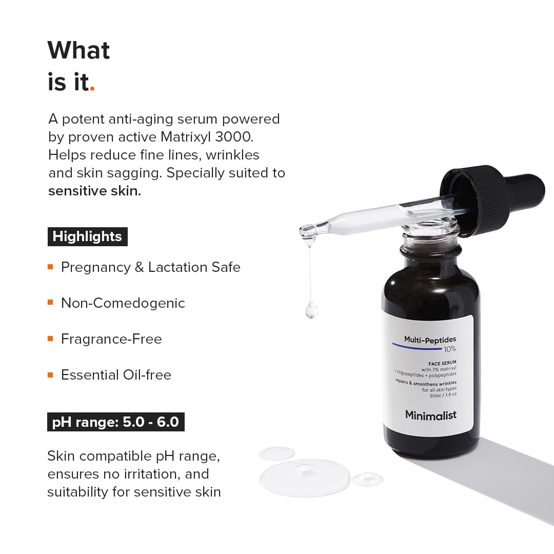 Minimalist Multi Peptide + Hyaluronic Acid Anti Aging Serum for Crow's Feet, - Minimalist Official Product View 3