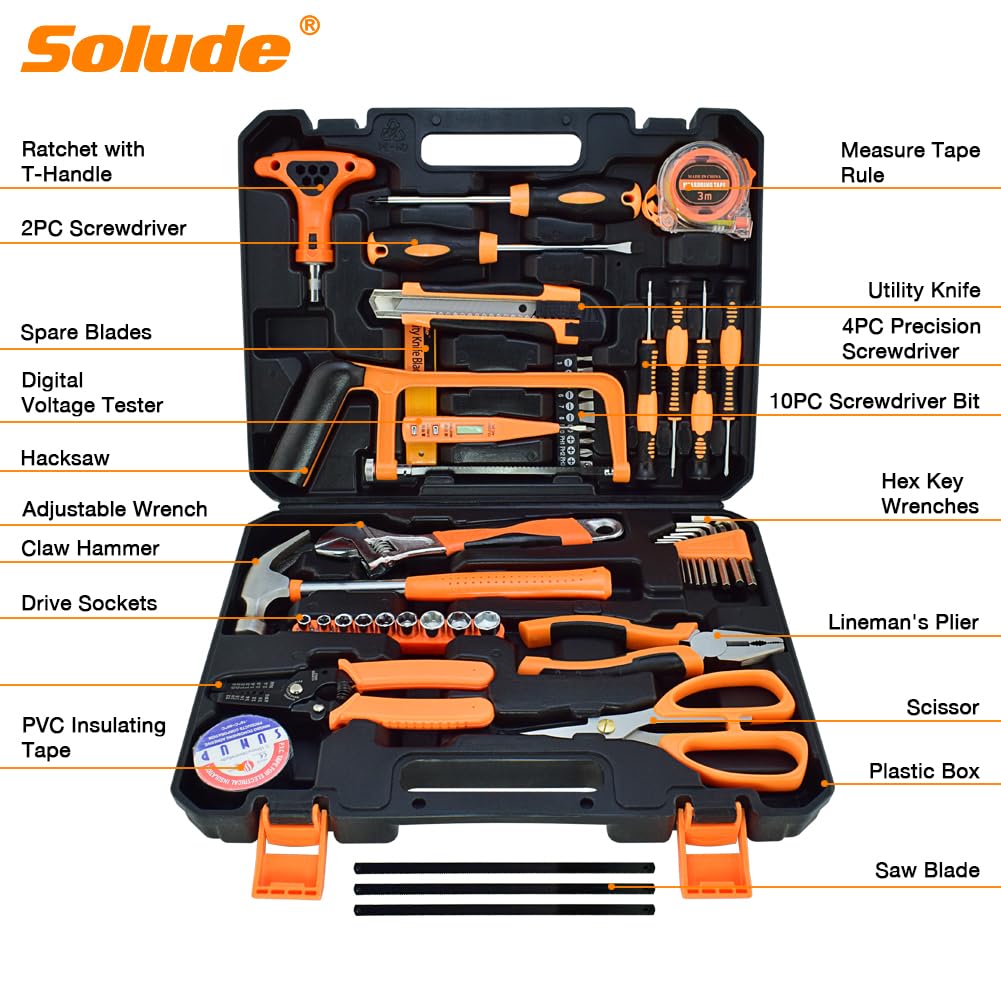 Tool Set 48 Piece Home Tool Kit for Men Women Homeowner - SOLUDE Official Imagery - 4
