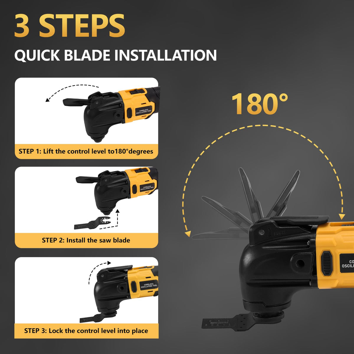 Cordless Oscillating Tool Brushless Orbiting Tool Compatible - Labfintom Official Imagery - 7