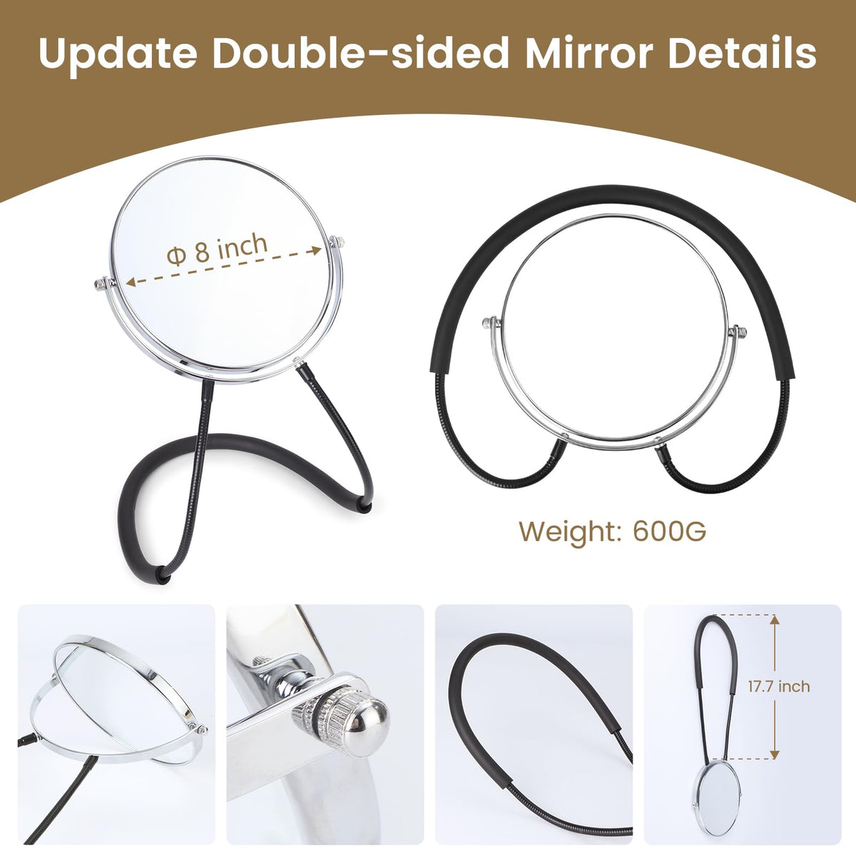 Big Size Double Sided Mirror to See Back of Head Hands Free - Deikoliuna Official Imagery - 7