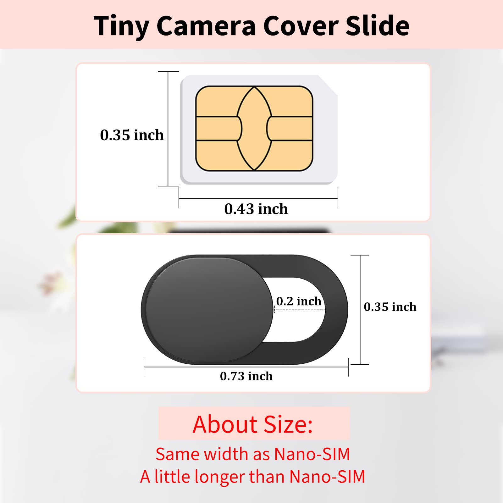 Yilador webcam cover slide in black, ultra-thin 0.03 inch for laptops, iPhones, iPads, MacBooks, and PCs, privacy blocker accessory.