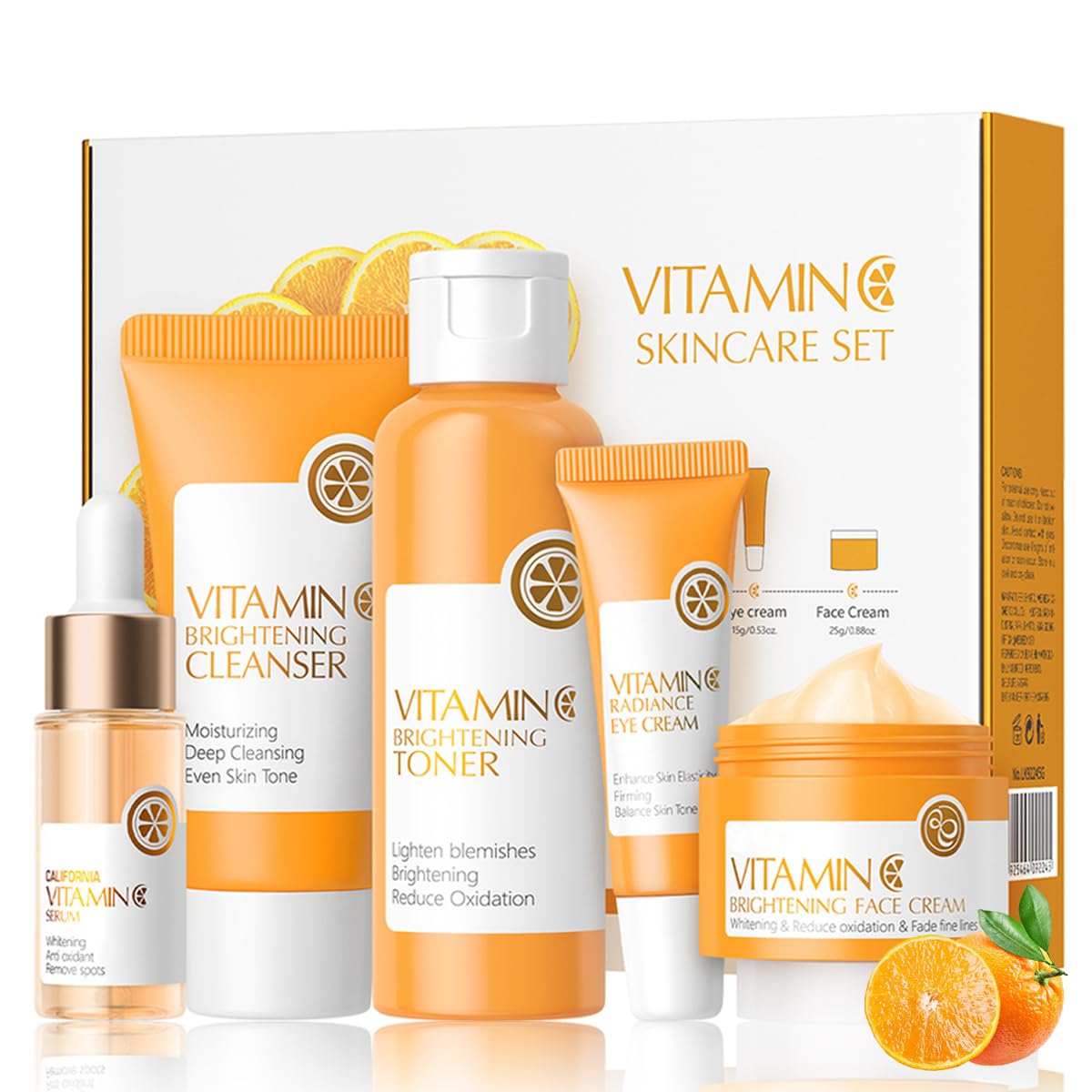 5PCS Vitamin C Skincare Set, Complete Face Care Kit with - Product Imagery