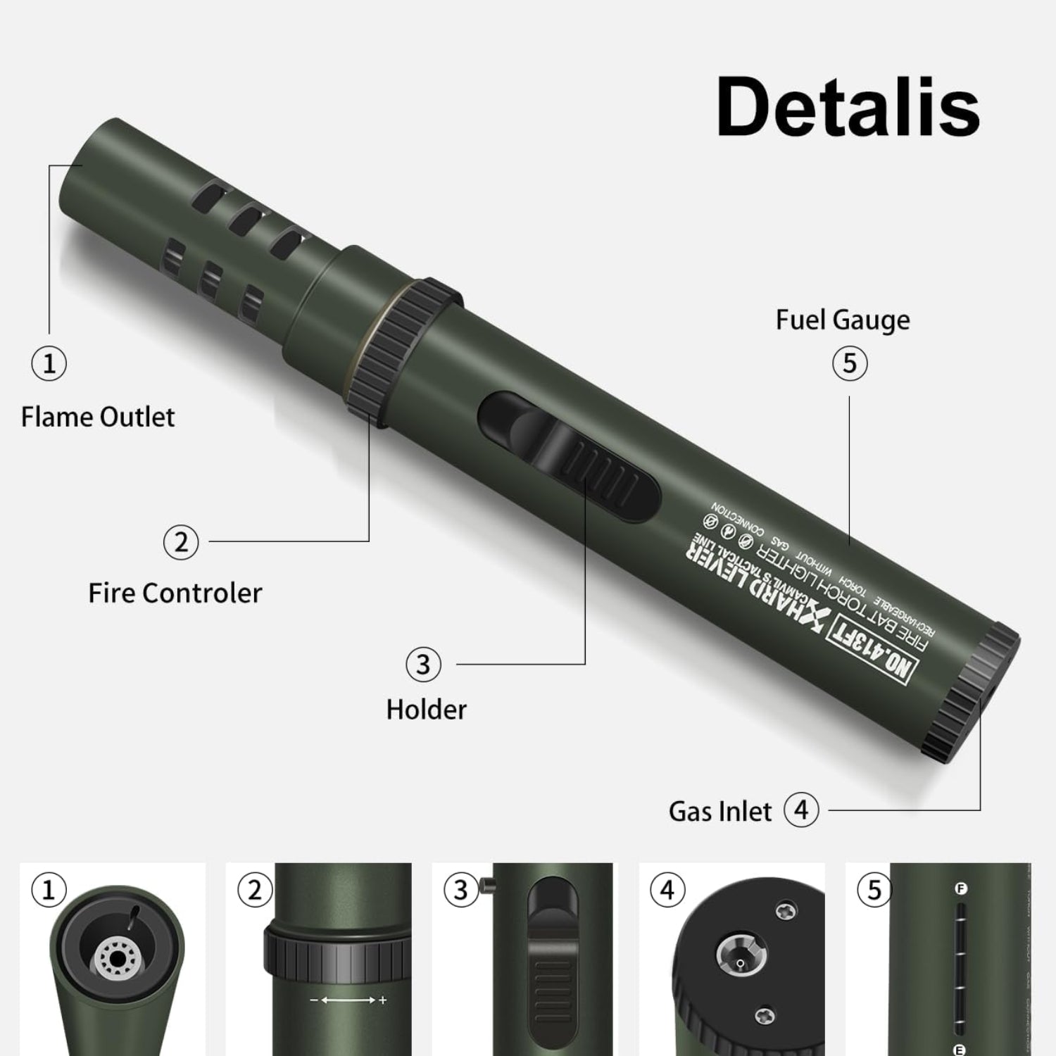 Camvil windproof jet flame butane camping lighter with refillable design and torch-style ignition, suitable for outdoor use.