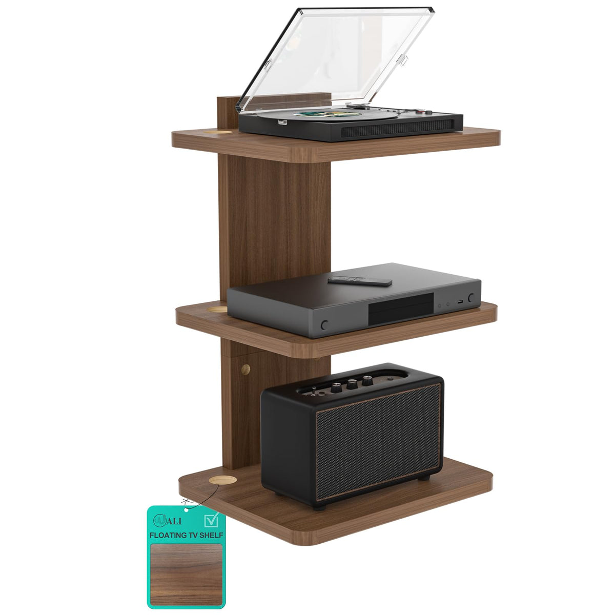 WALI 3 Tier Floating TV Wall Shelf for Projector DVD Player - WALI Official Imagery - 2