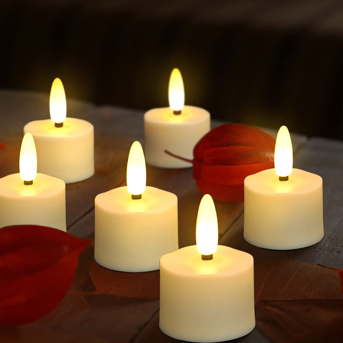 12PCS Rechargeable Flameless Tea Lights Candles for Home - FPOO Official Imagery - 8