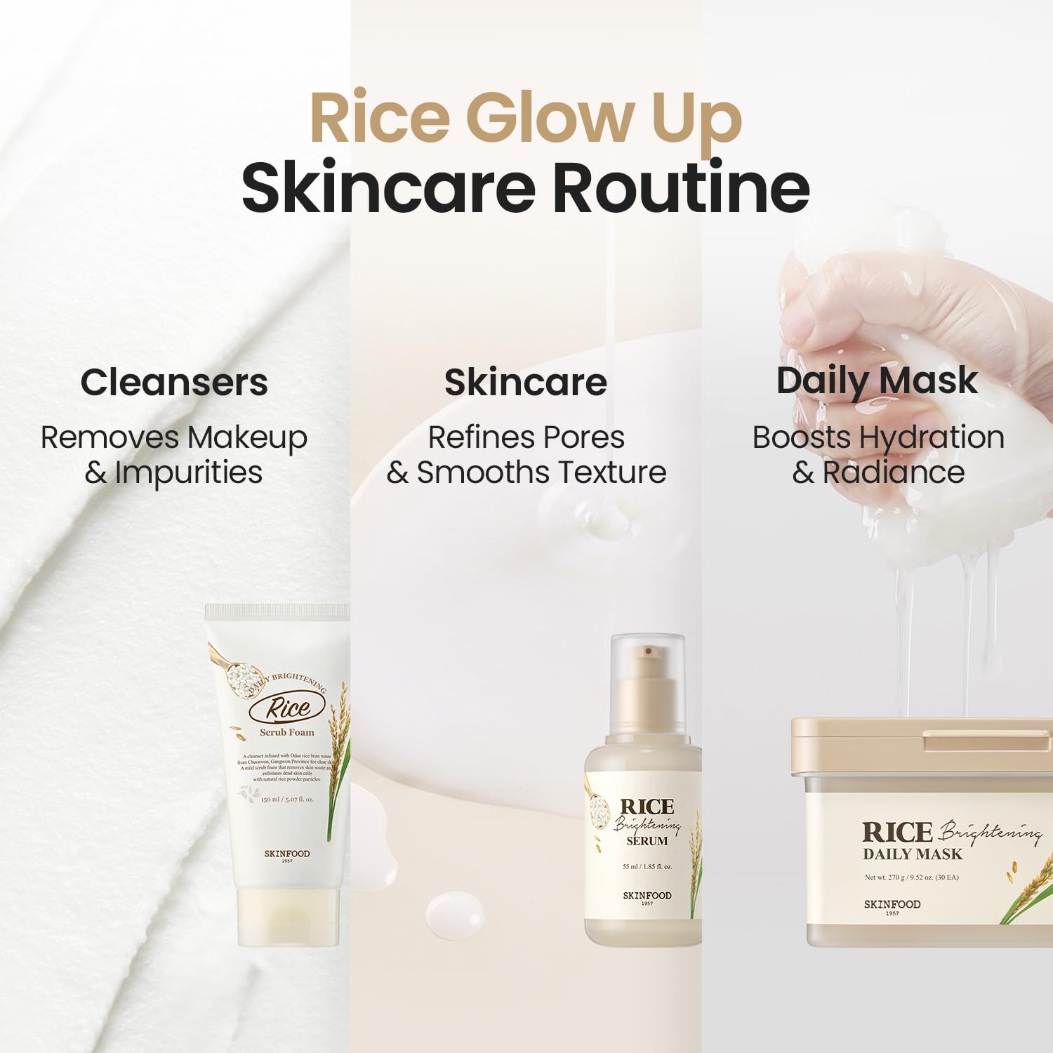 SKINFOOD Rice Brightening Cream, Korean Face Moisturizer with 48 Hours Fermented Rice Water, Korean Skin Care Rice Moisturizer for Natural Glow Glass Skin, Nourishing, Vegan, 60ml/2fl.oz. - SKINFOOD 1957 Official Product View 9