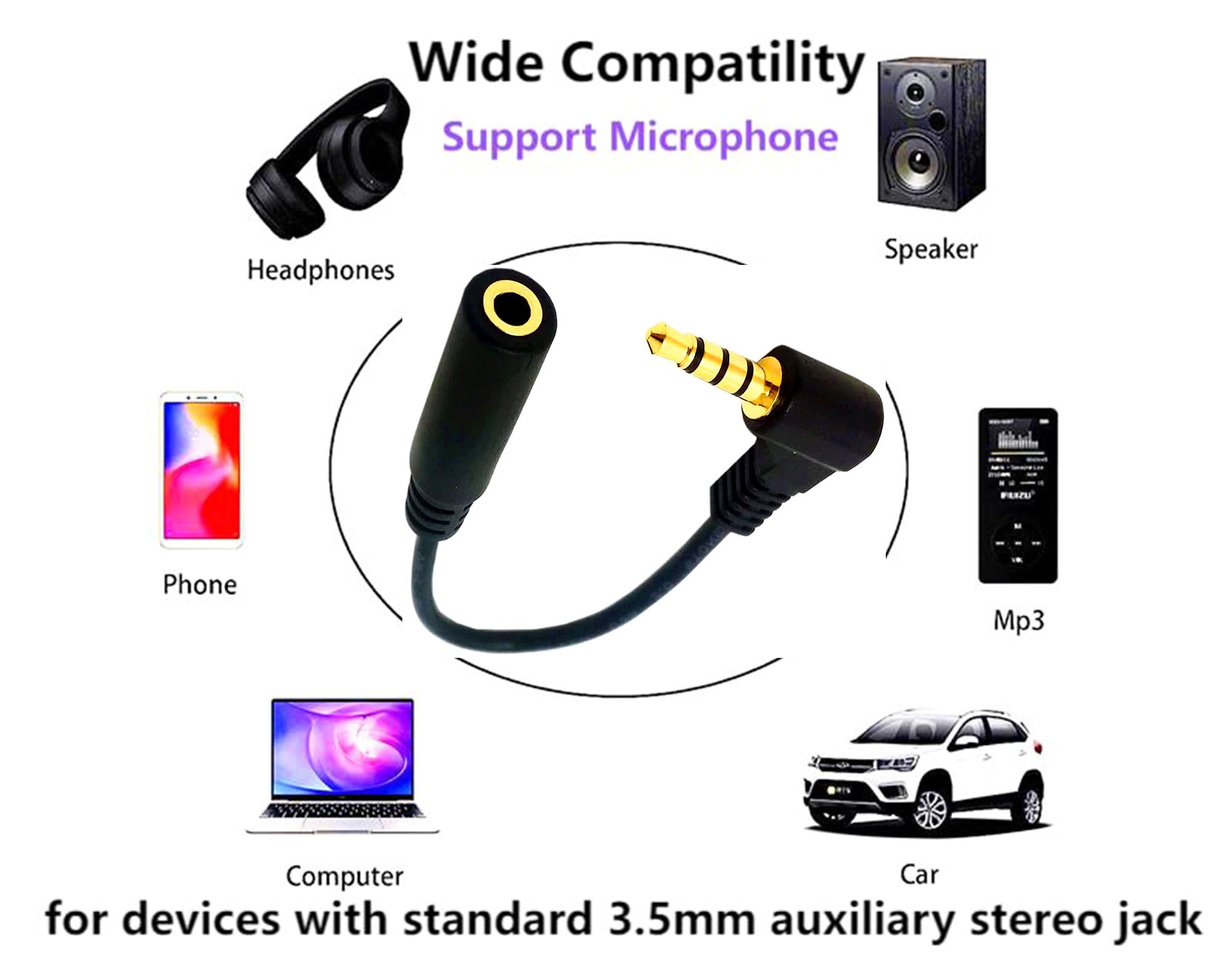FENGHAISHUN 3.5mm 4 Pole Stereo TRRS Audio Adapter Cable Male to by FENGHAISHUN - Angle View 3