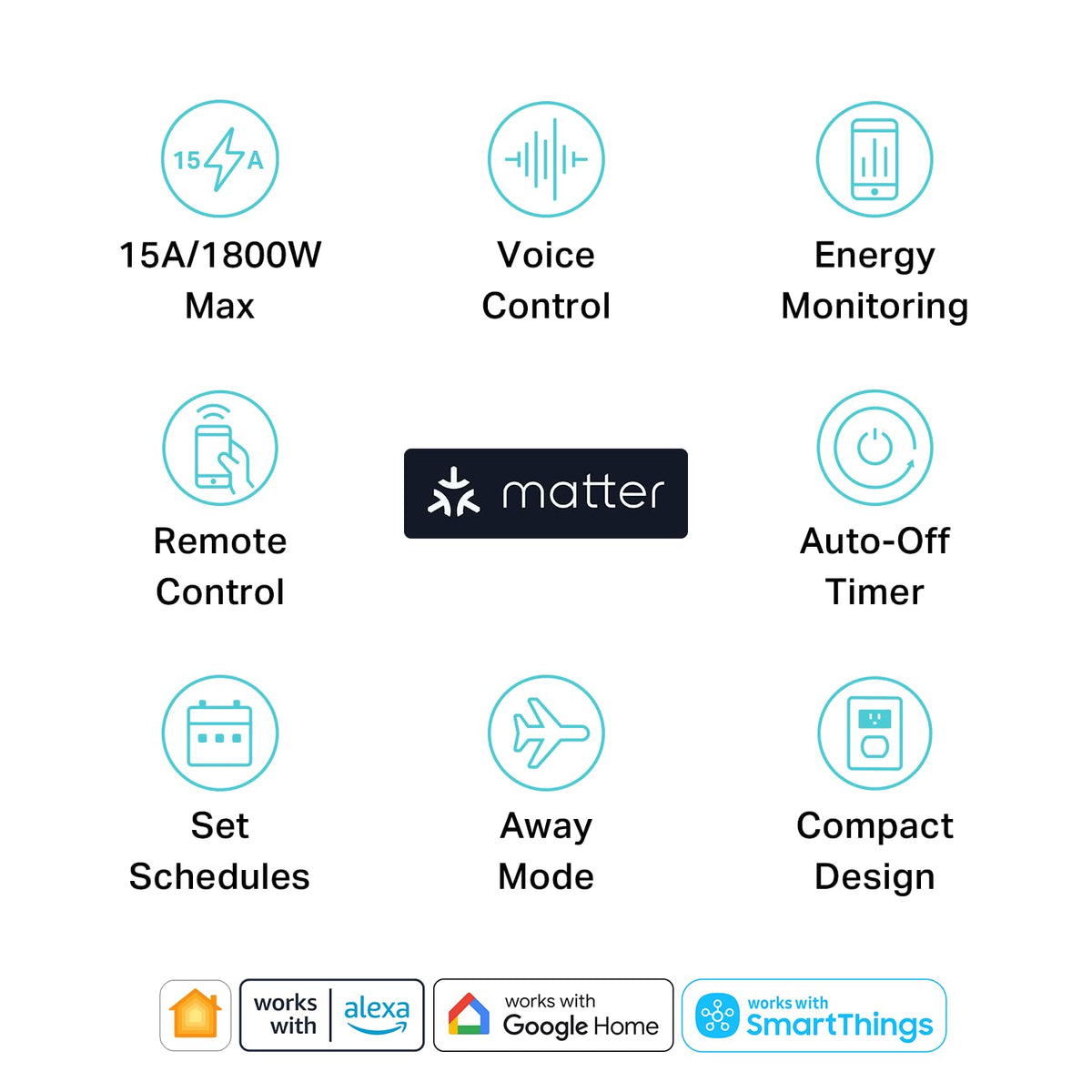 Kasa Matter Smart Plug with Energy Monitoring KP125MP2 15A - Premium Selection Official Imagery - 3