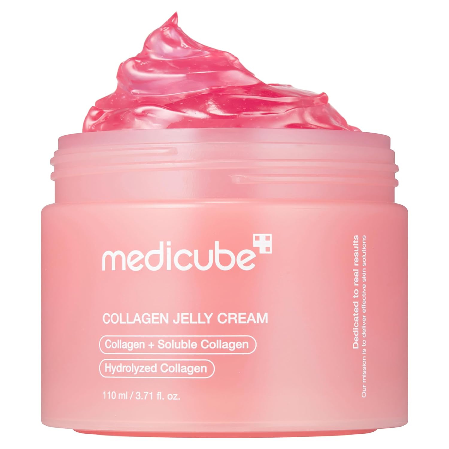Medicube Jelly Cream with Collagen and Niacinamide in a jar, featuring freeze-dried hydrolyzed ingredients for skincare.
