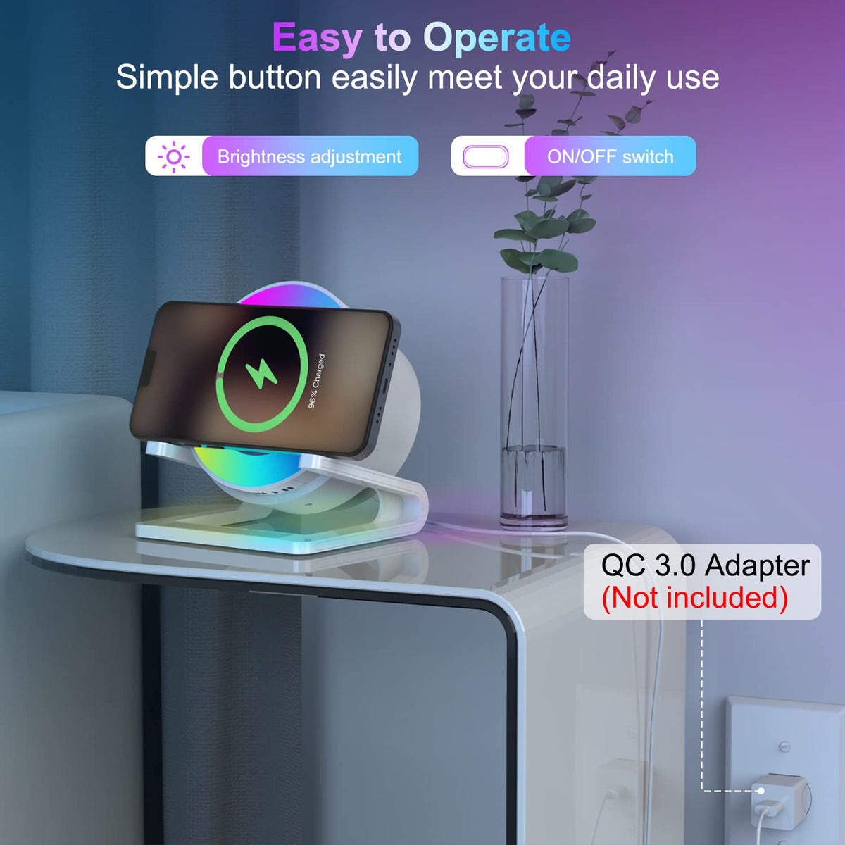 Night Lights Bluetooth Speaker Wireless Charger 15W with - doopo Official Imagery - 7