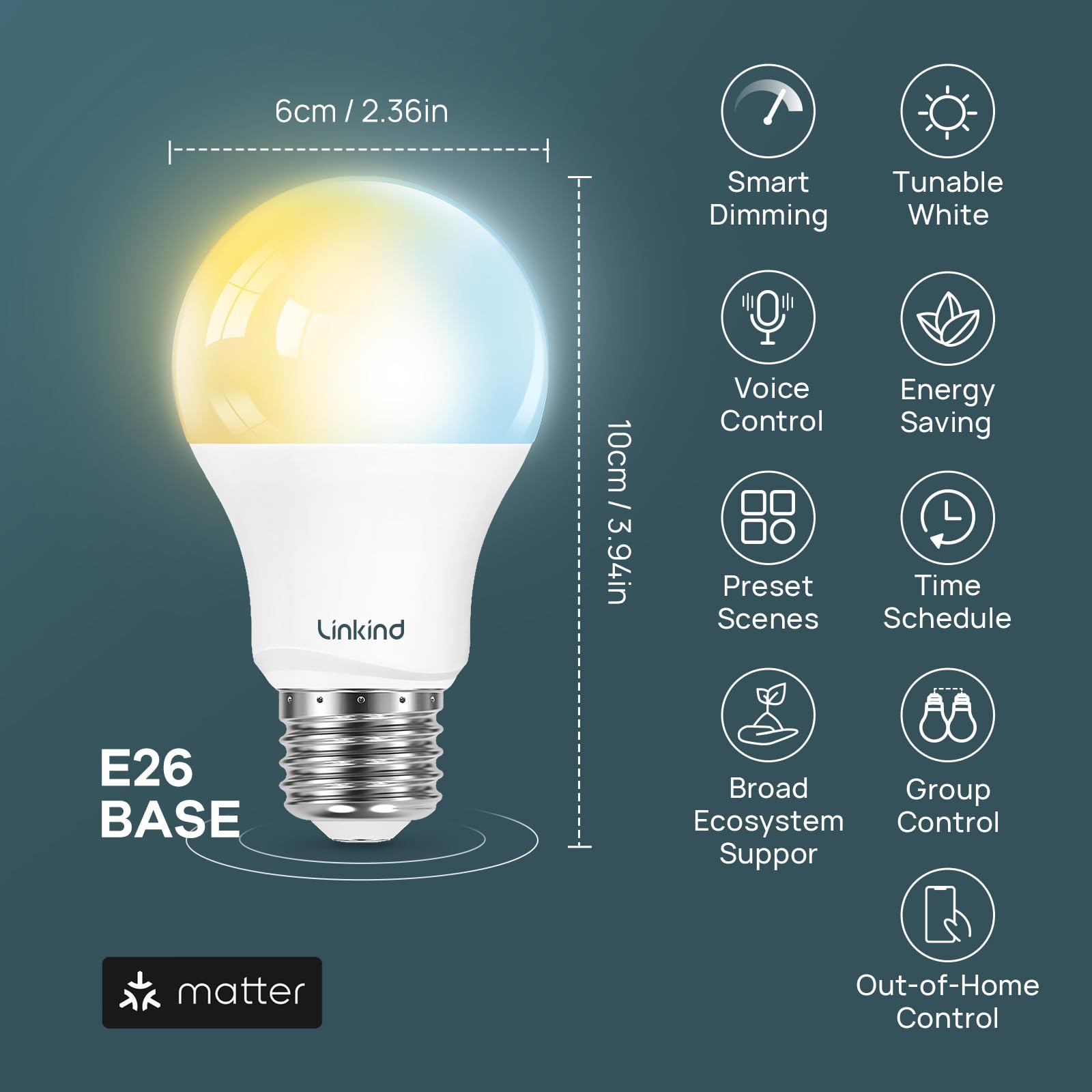 Linkind Matter Smart Light Bulbs, Work with Apple Home, Alexa, Go - Linkind Official Product View 7