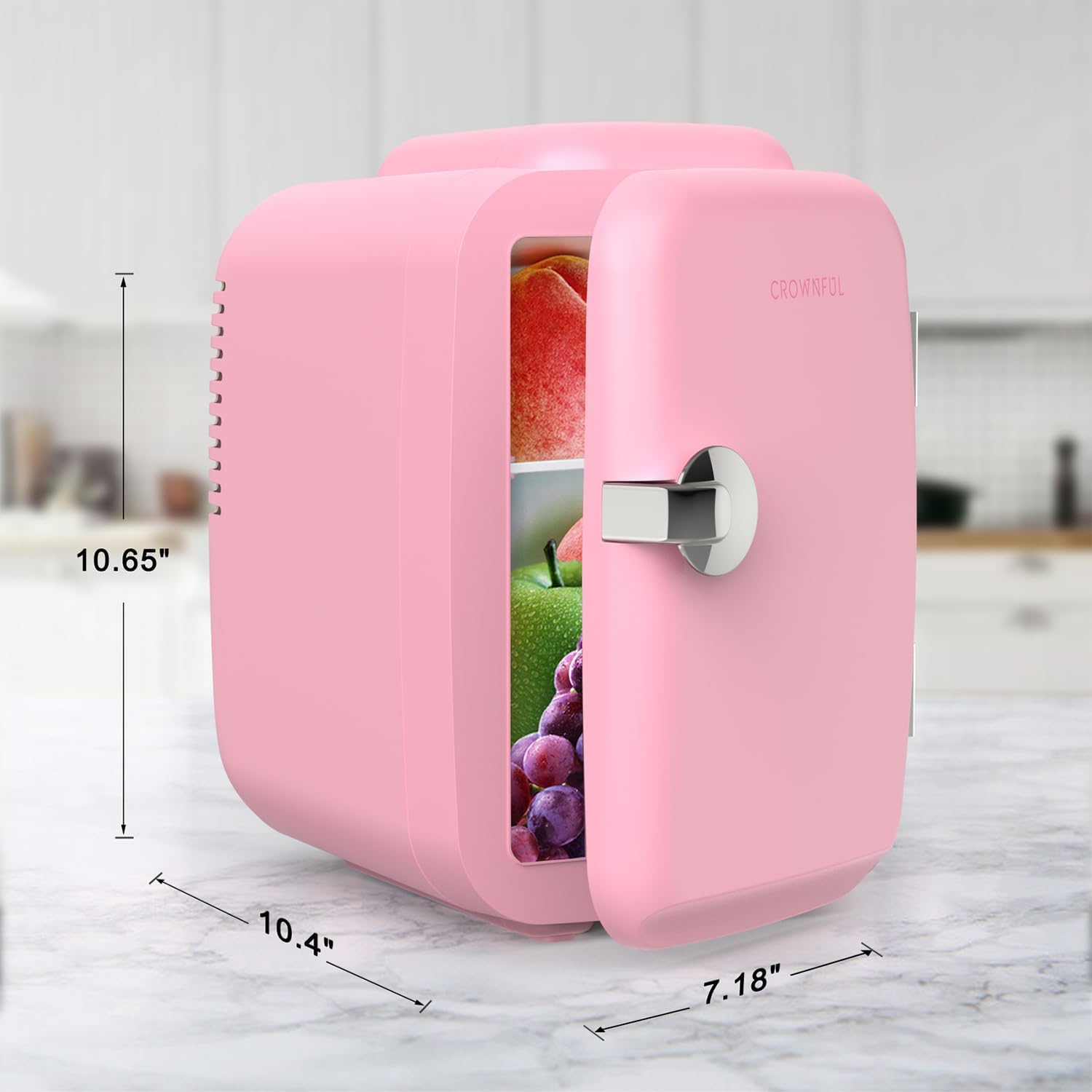 CROWNFUL Mini Fridge, 4 Liter/6 Can Portable Cooler and Warmer - CROWNFUL