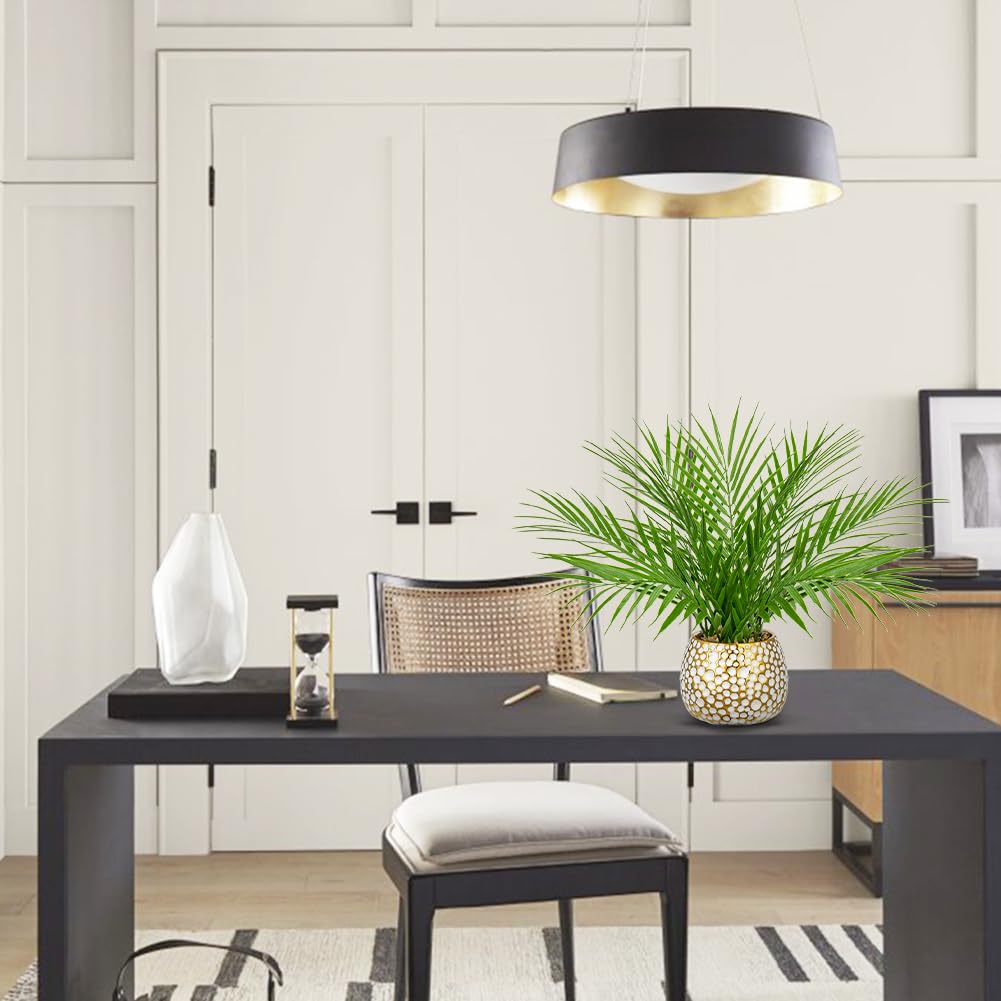Briful Fake Plants 15 Faux Palm Plant in Gold White Pot - Briful Official Imagery - 7