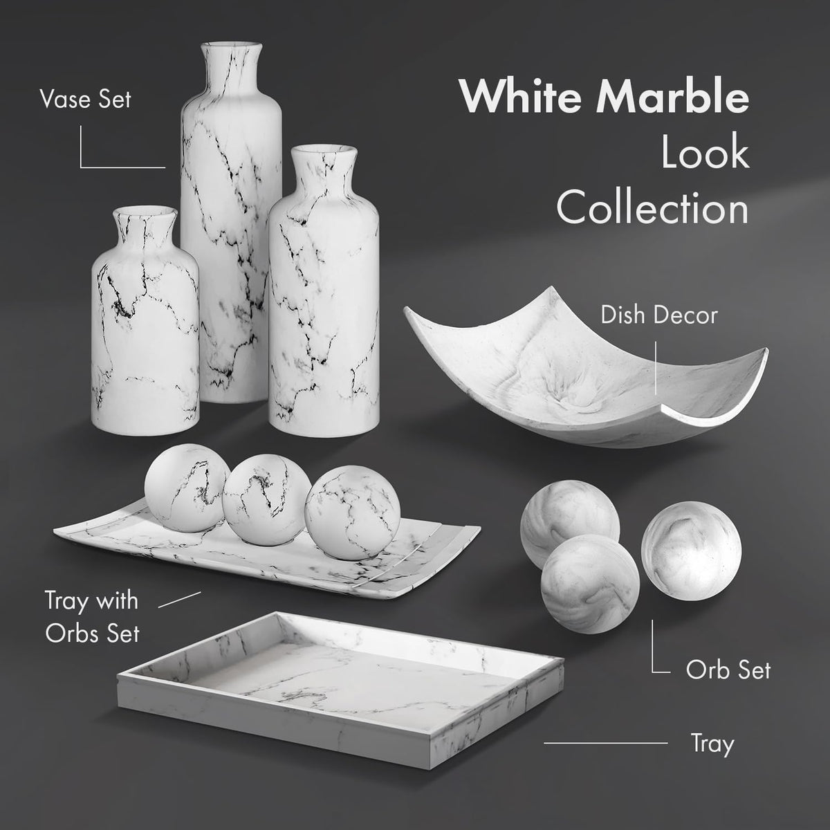 Creative Scents White Marble Look Vases Home Decor - Creative Scents Official Imagery - 8
