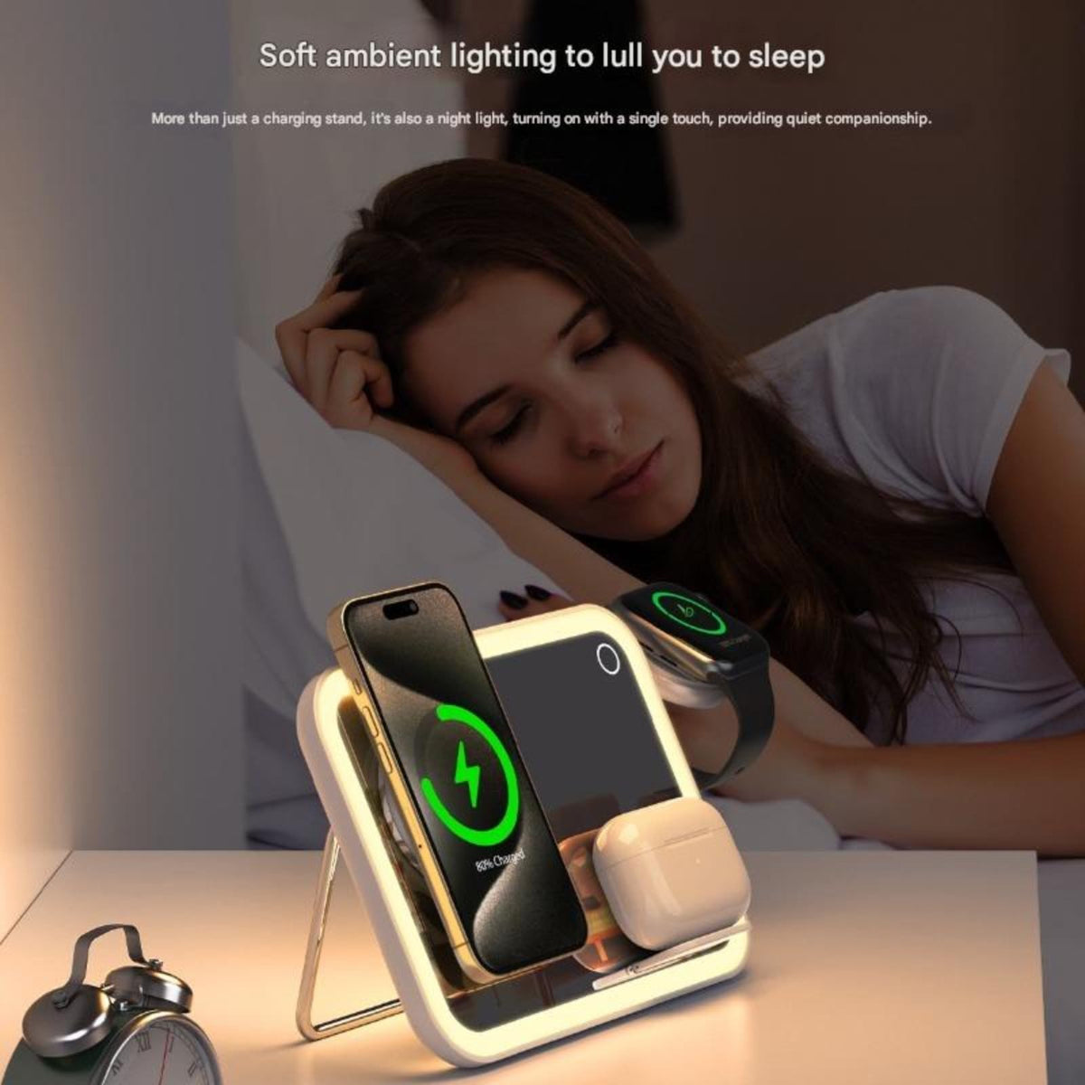 3 in 1 Wireless Charging Vanity Mirror LED Makeup Mirror - WZZHHJ Official Imagery - 8