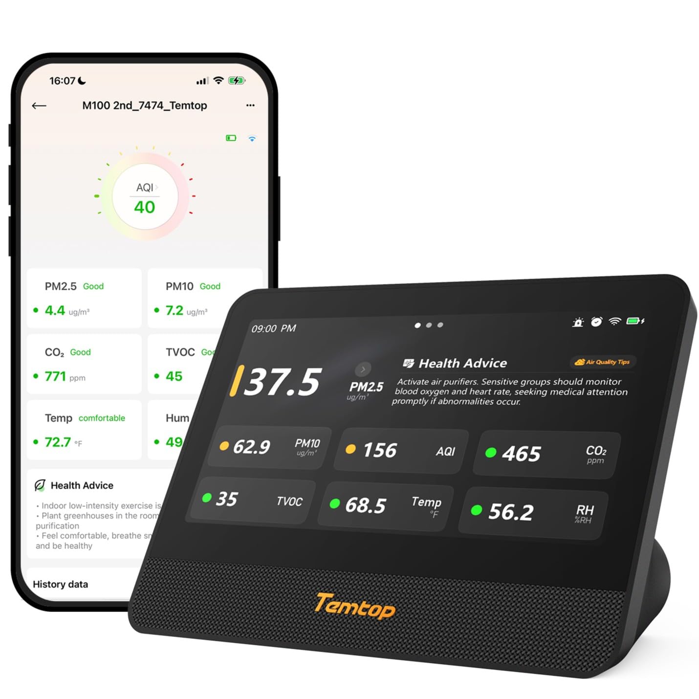 Temtop M100 2nd Gen WiFi Air Quality Monitor 7-in-1