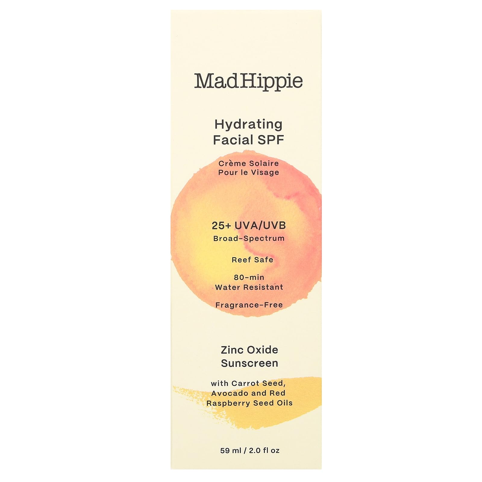 Mad Hippie Hydrating Facial SPF 25+, Zinc Oxide Sunscreen, - Mad Hippie